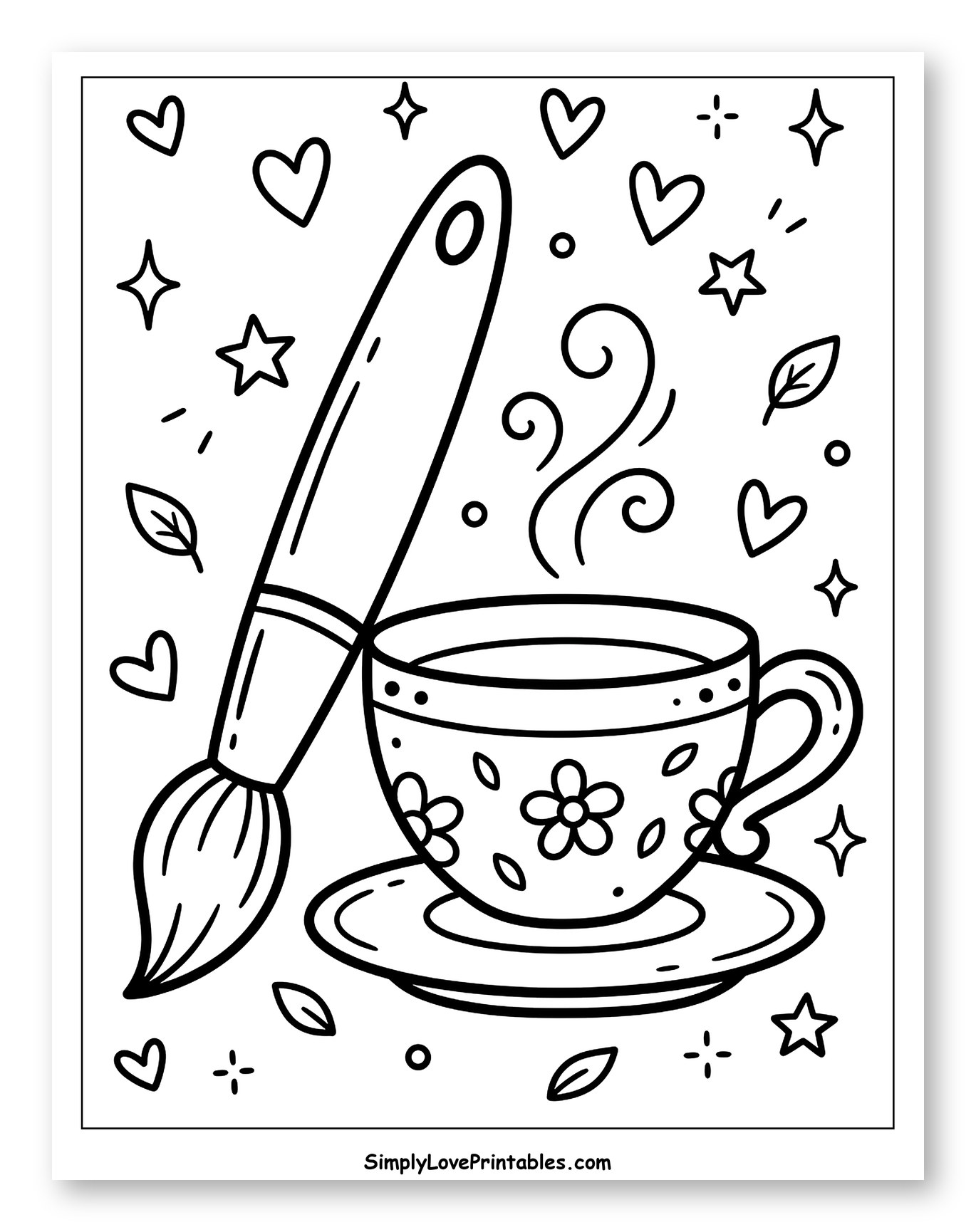 Paintbrush and Steaming Floral Teacup
