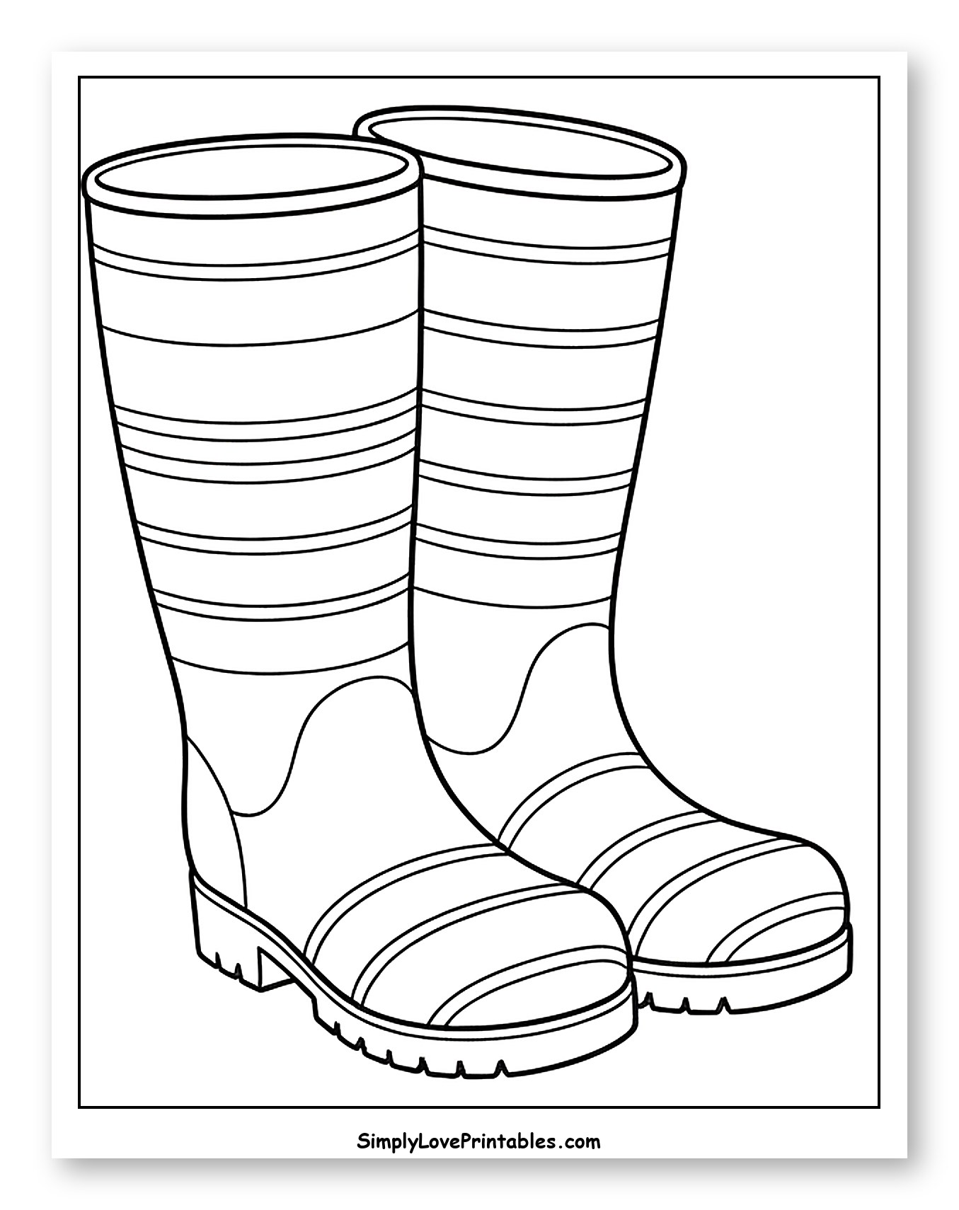 Pair of Striped Rain Boots