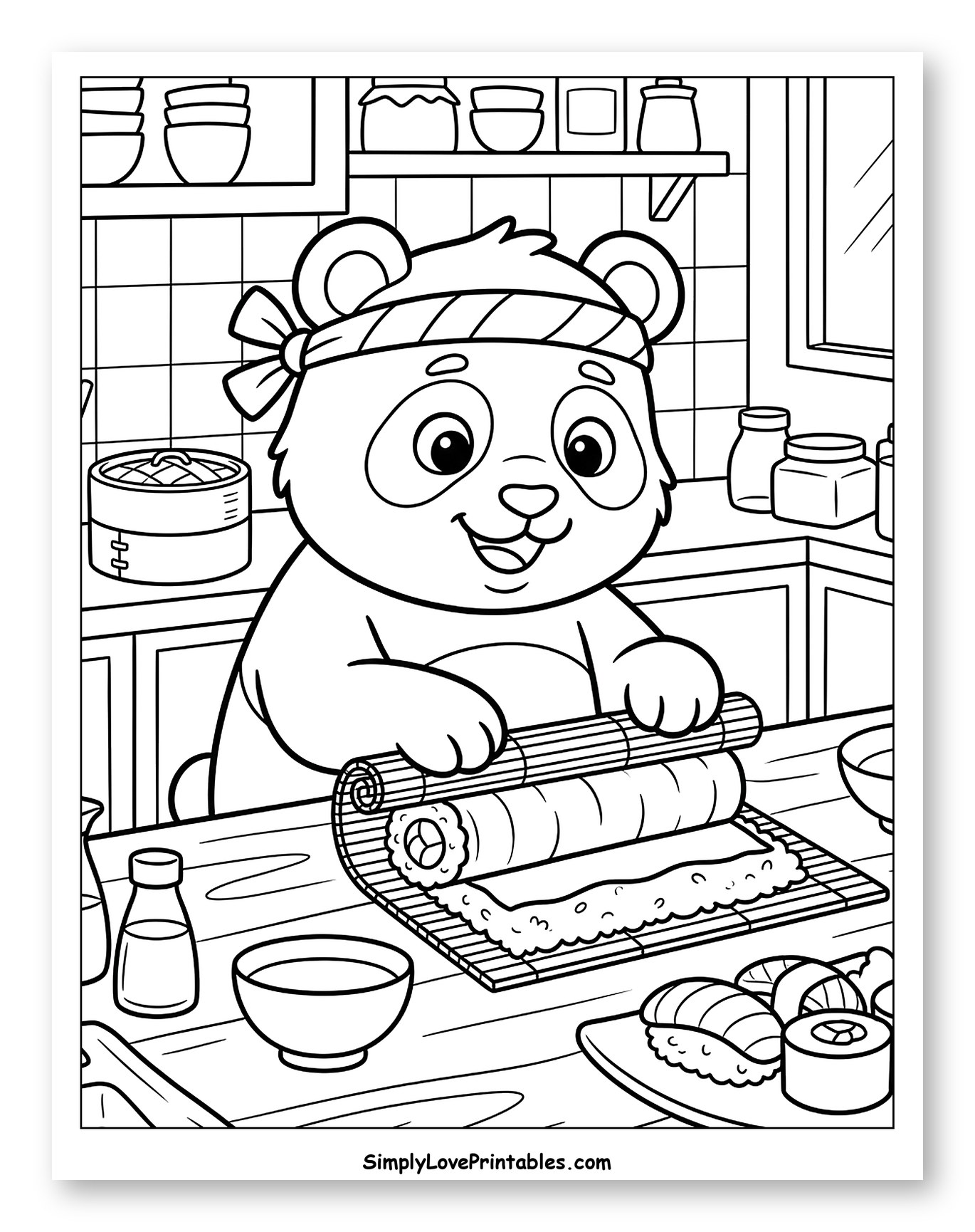 Panda Chef Making Sushi