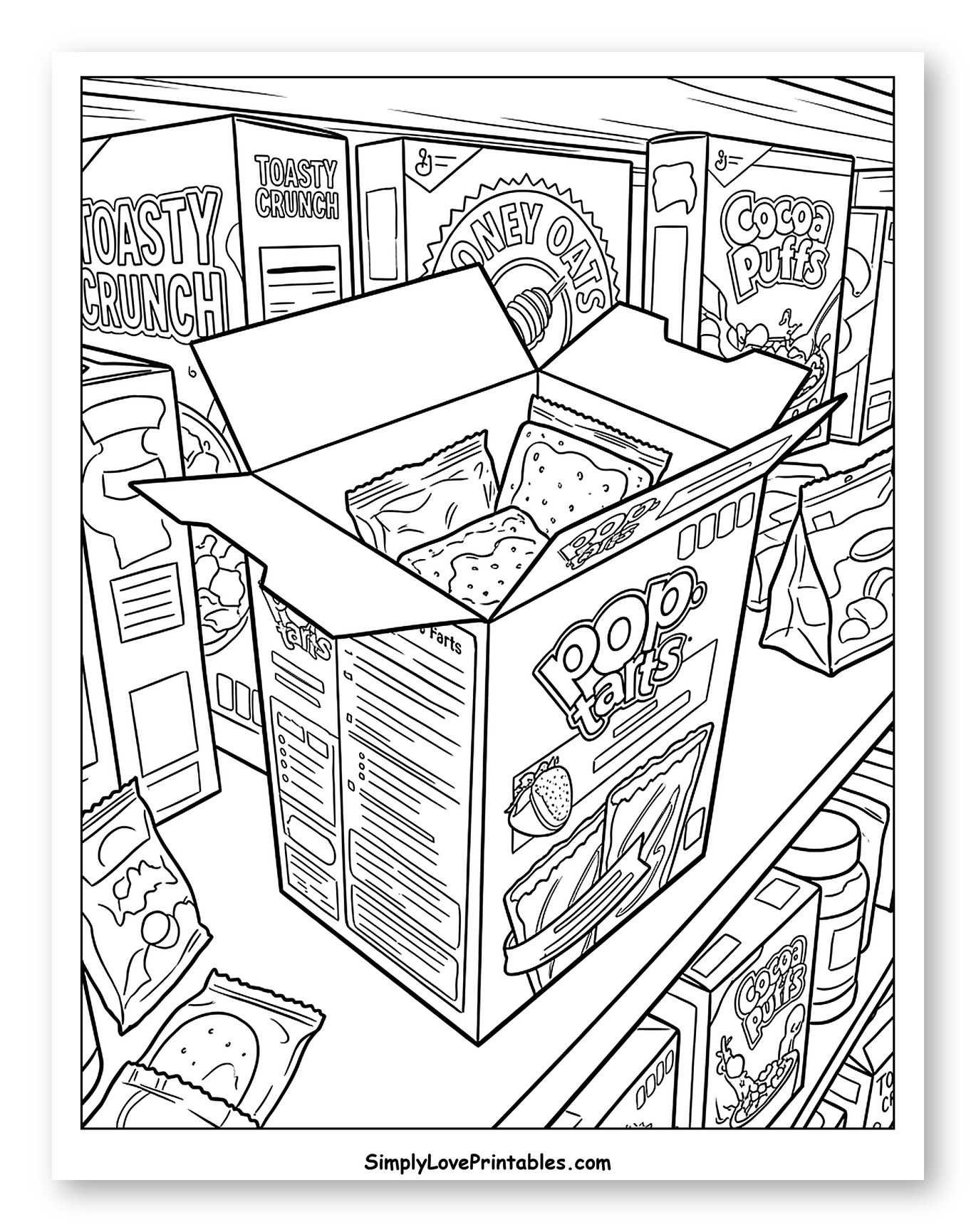 Pantry Shelf with Open Pop Tarts Box