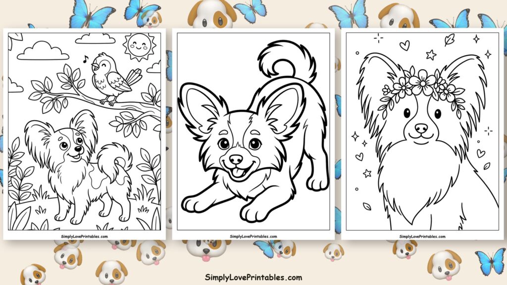 Papillon coloring pages featured image