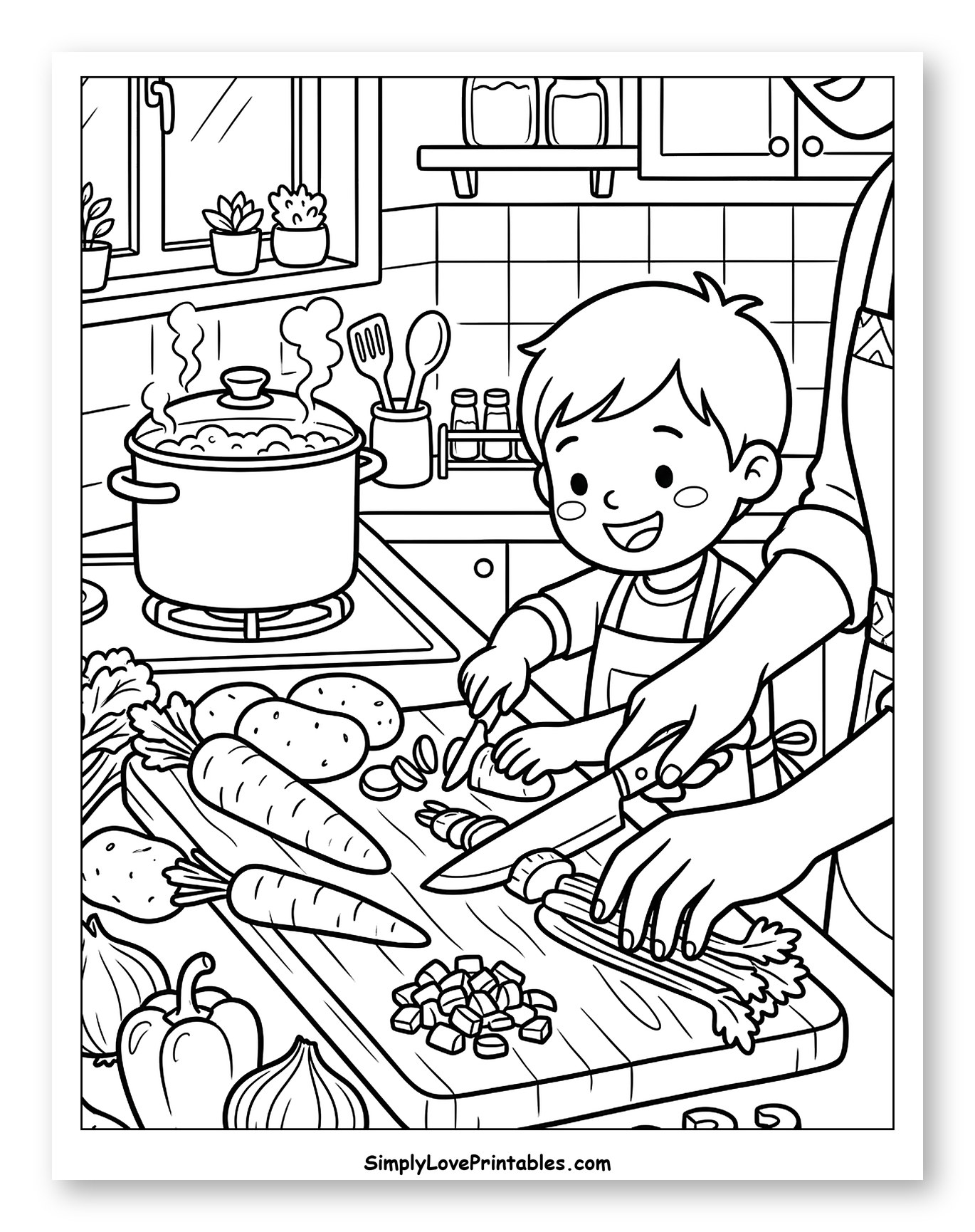 Parent and Child Cooking Soup Together