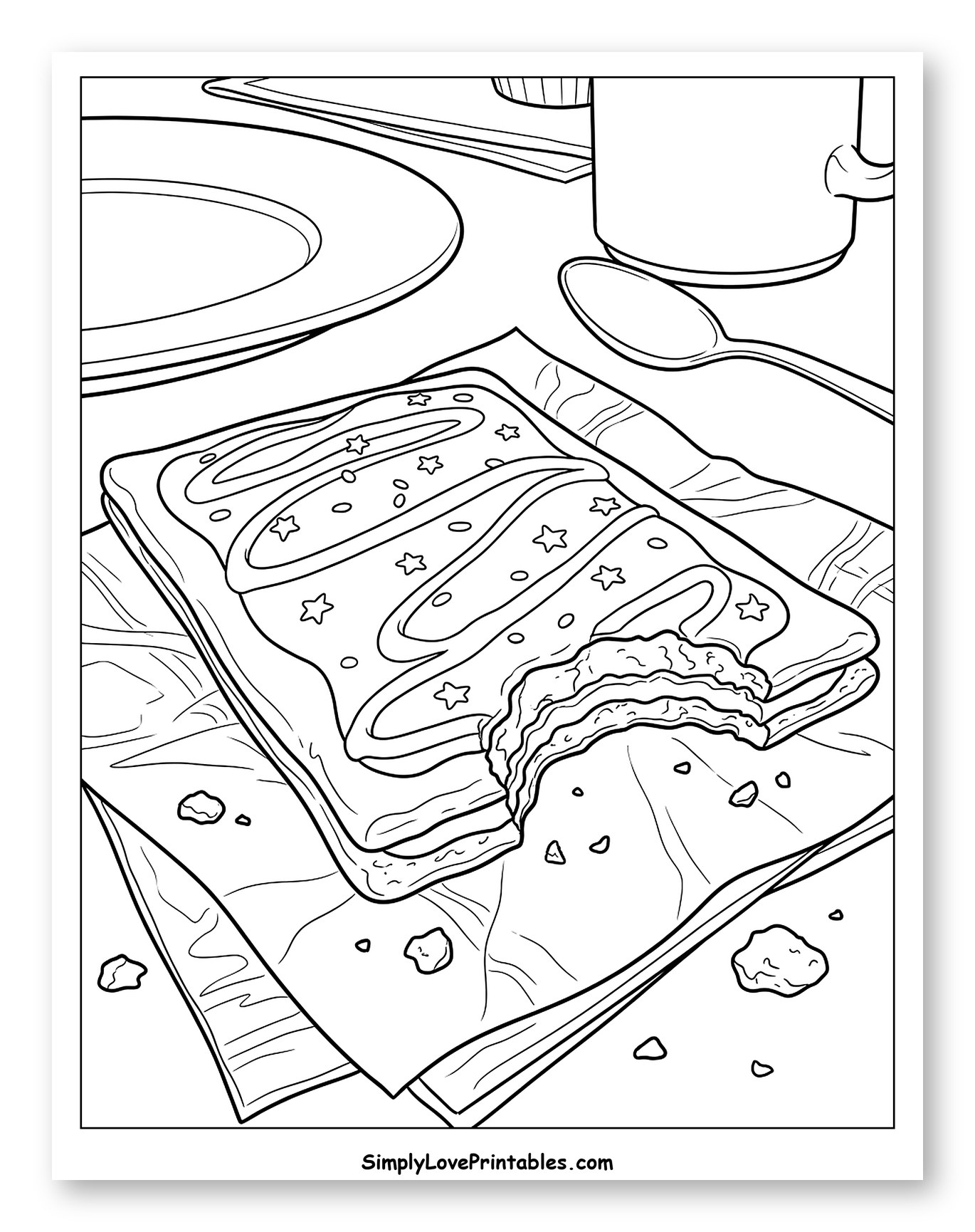 Partially Eaten Pop-Tart on a Napkin with Coffee