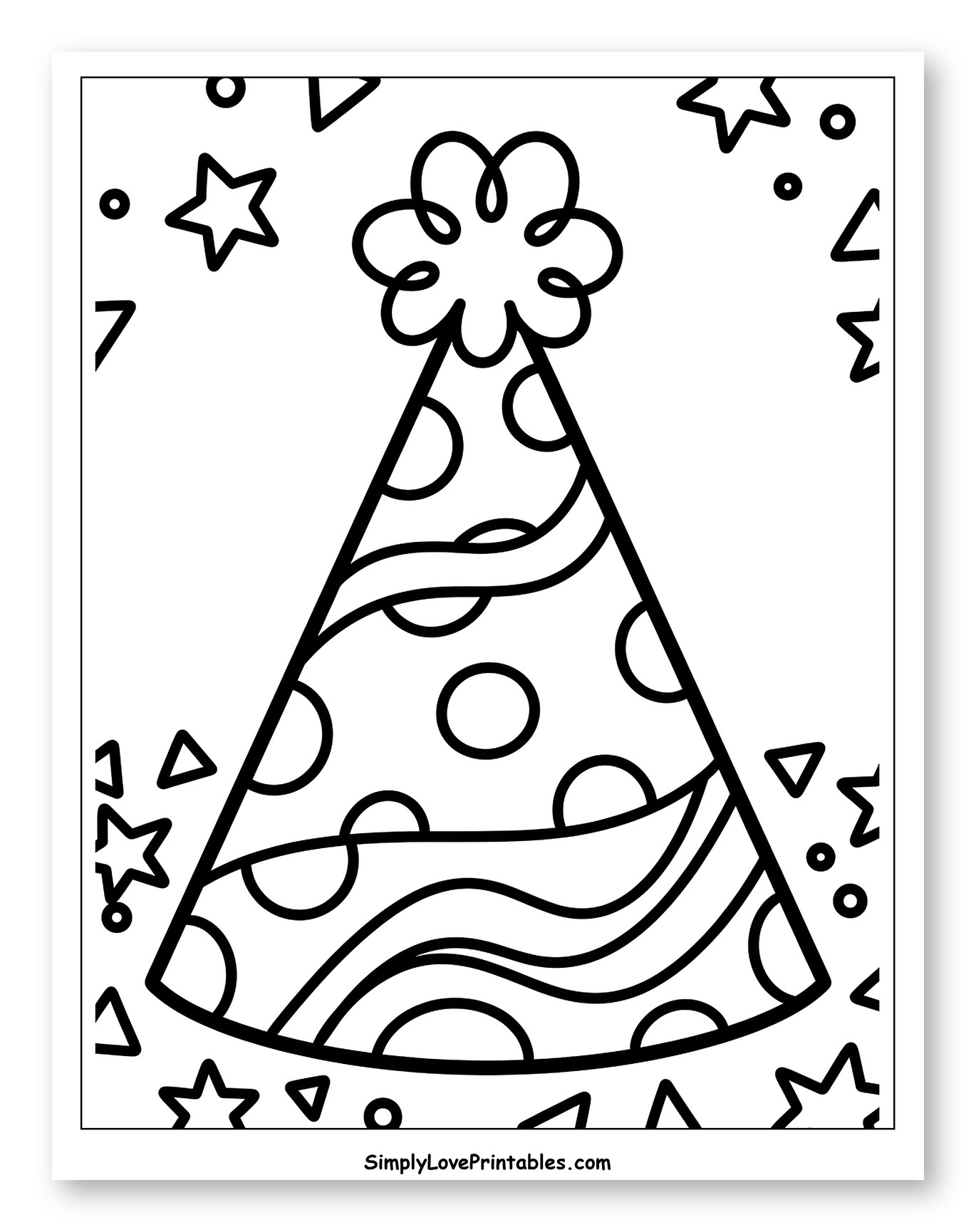 Party Hat with Polka Dots and Waves