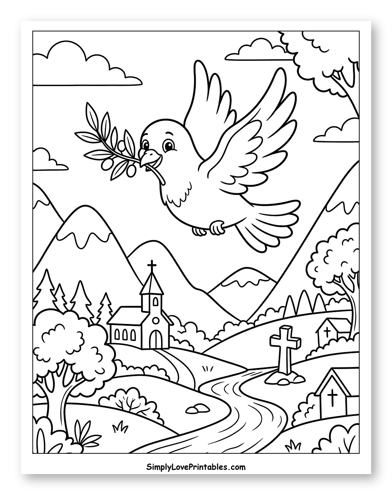 Peace Dove Flying Over a Serene Landscape