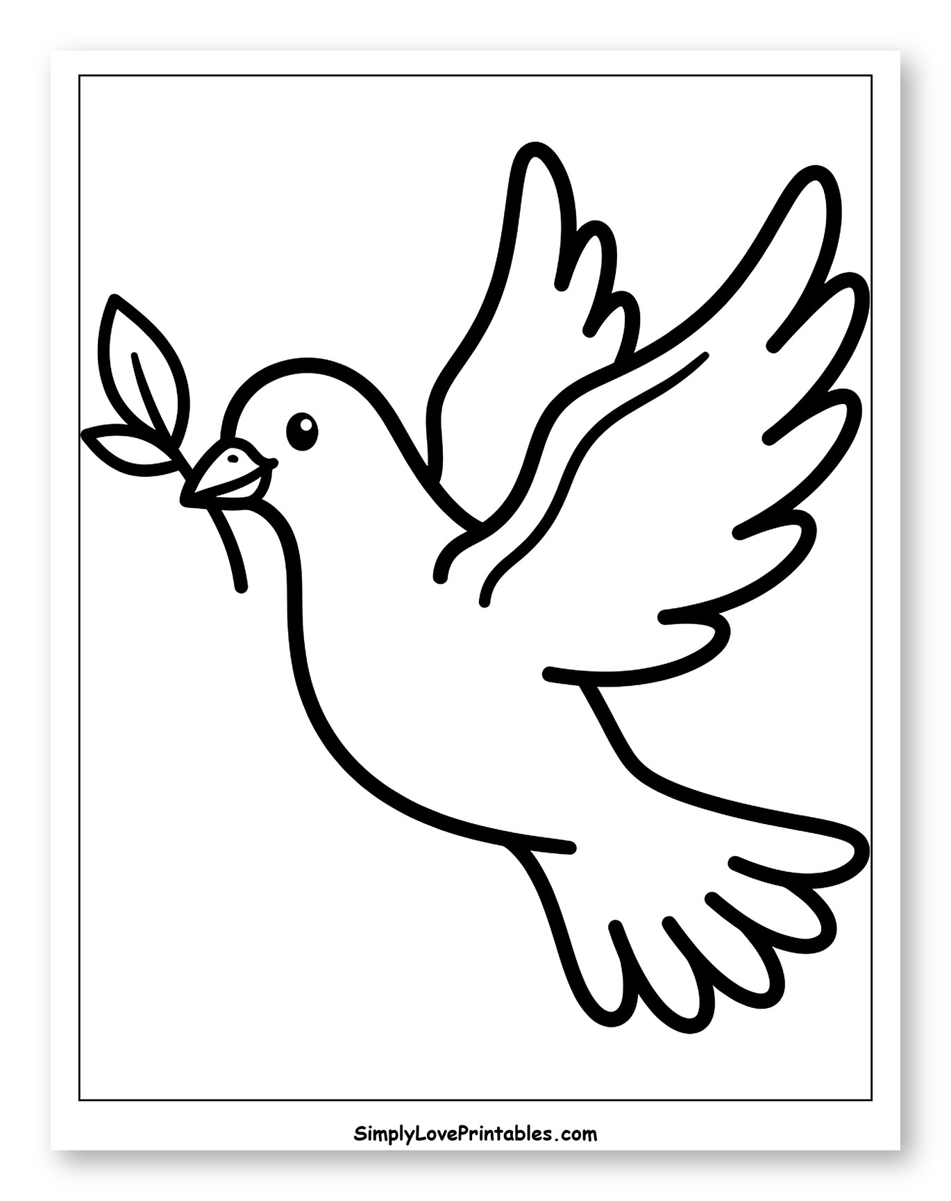 Peace Dove Flying with Olive Branch