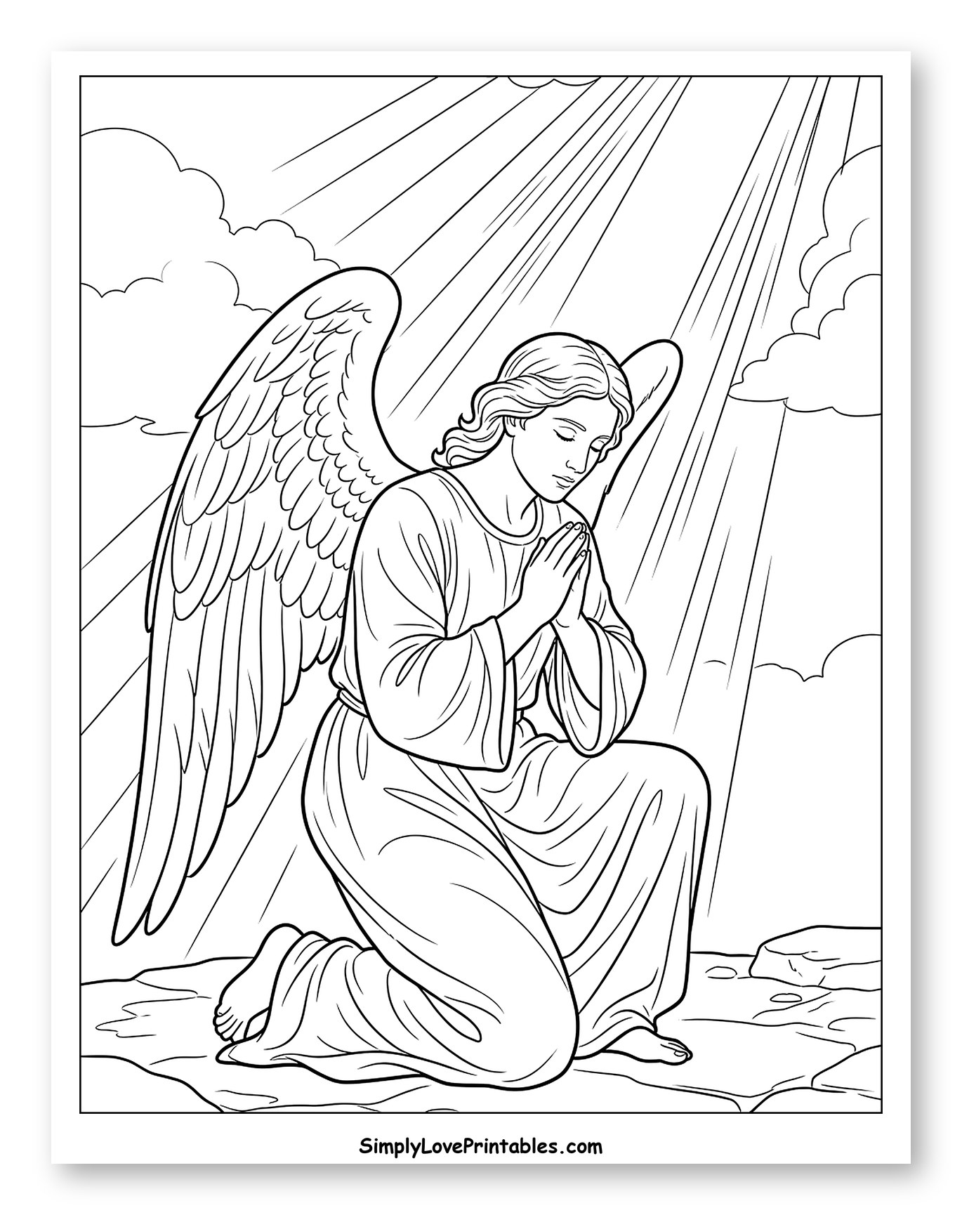 Peaceful Angel Kneeling in Prayer