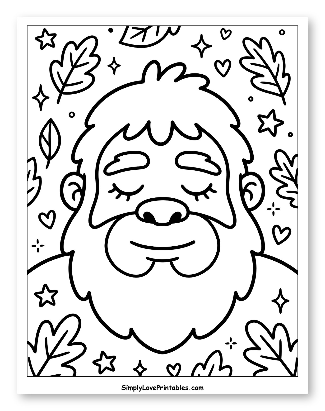 Peaceful Bigfoot Surrounded by Nature's Symbols