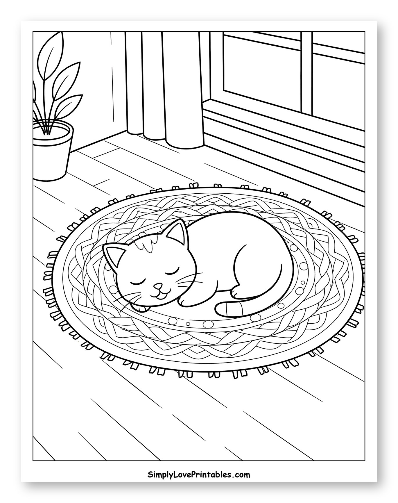 Peaceful Cat Napping on a Cozy Rug