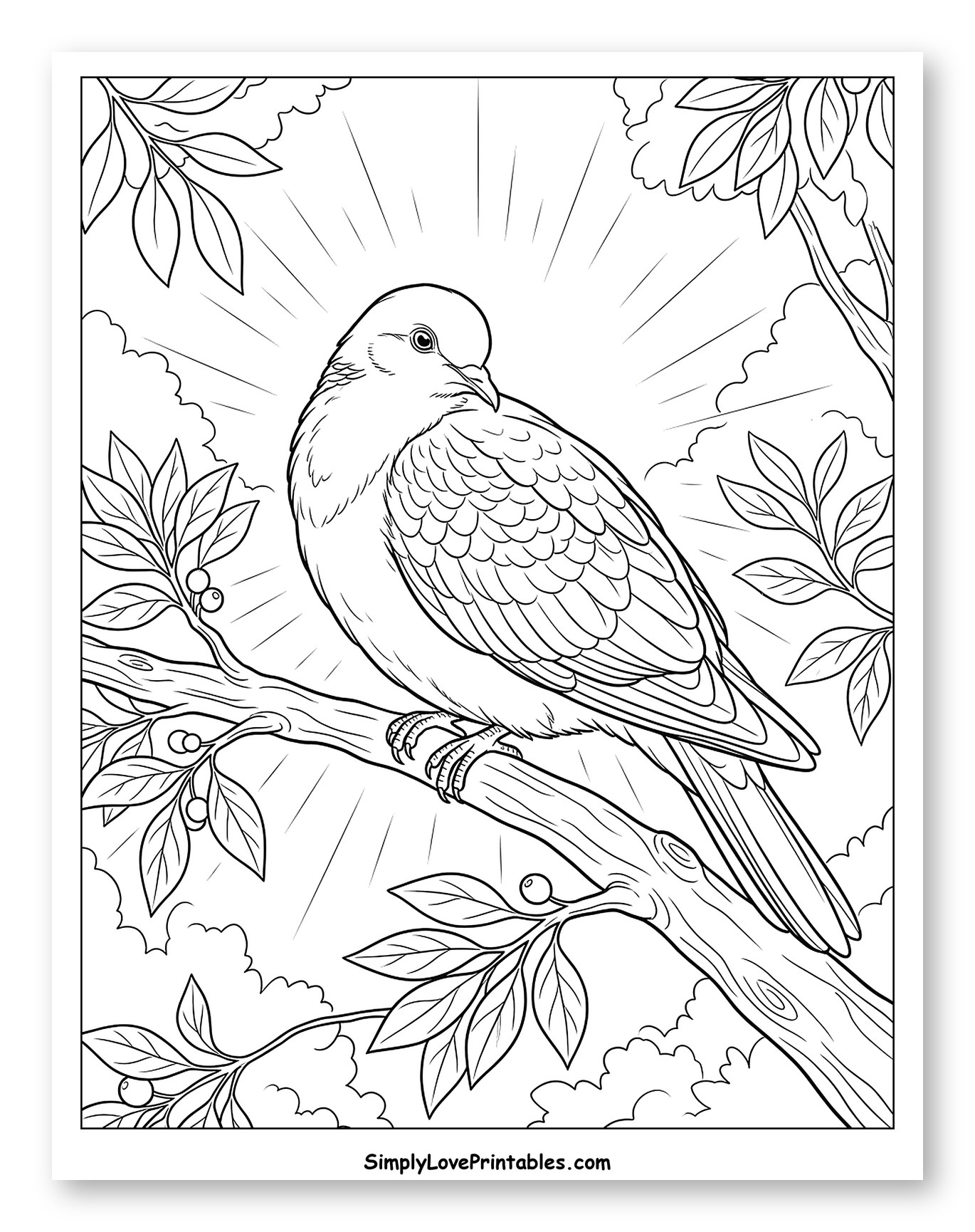 Peaceful Dove Resting on a Tree Branch