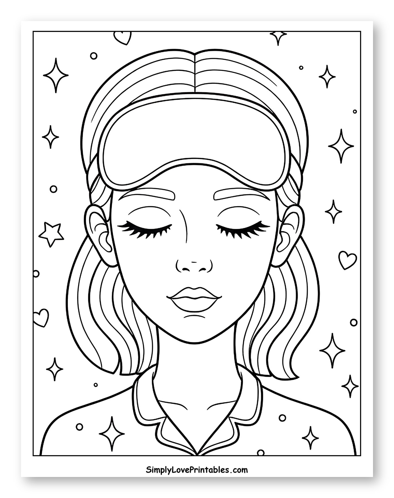 Peaceful Girl with Sleep Mask and Stars