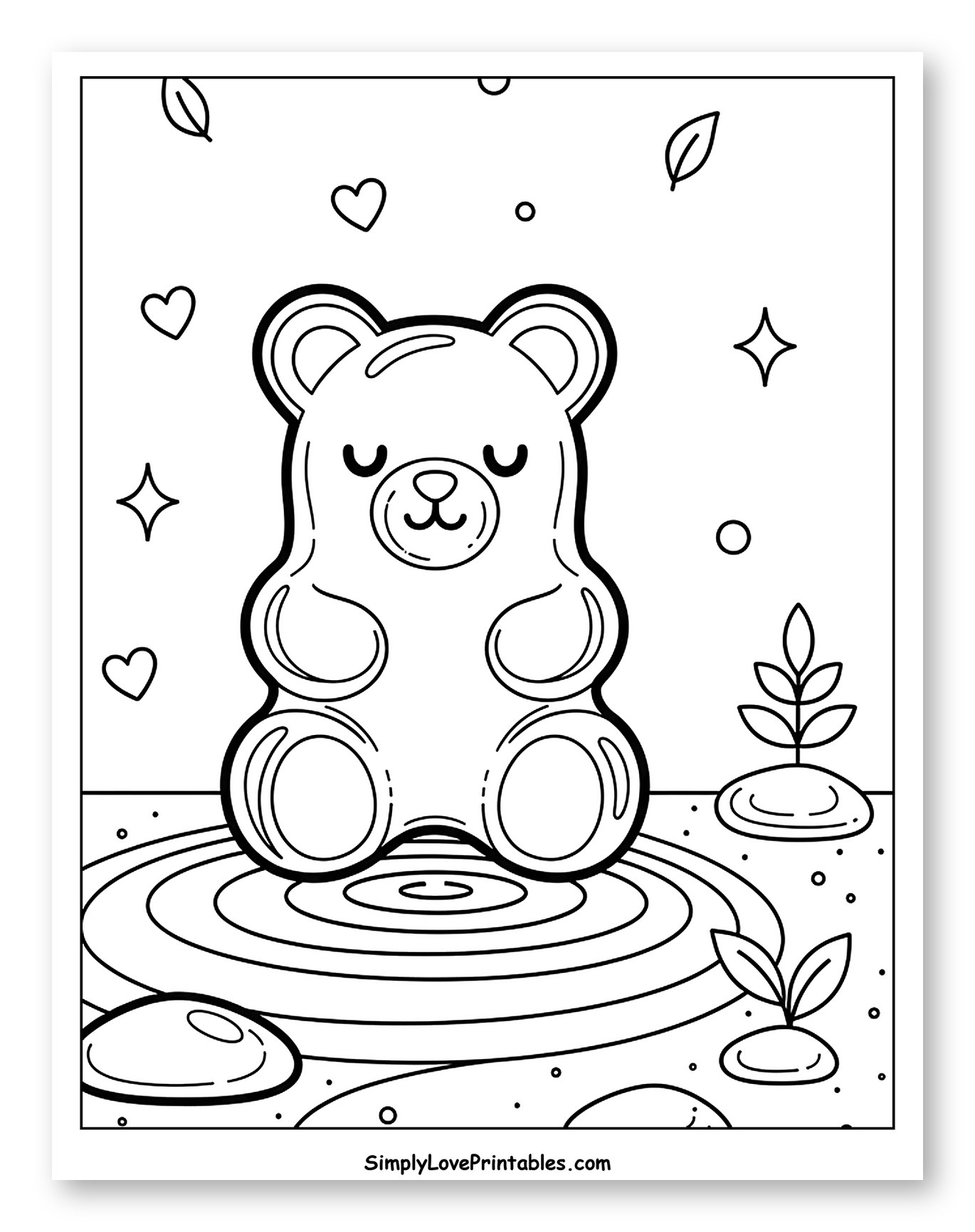 Peaceful Gummy Bear with Floating Hearts
