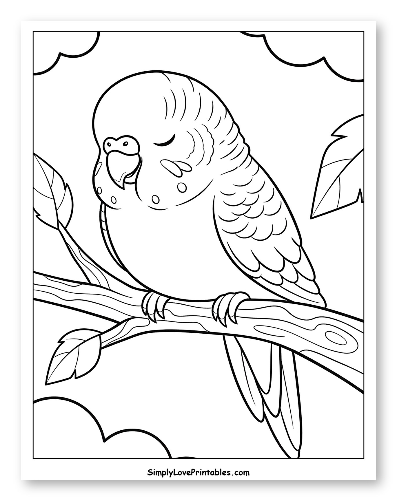 Peaceful Parakeet Resting on a Tree Branch