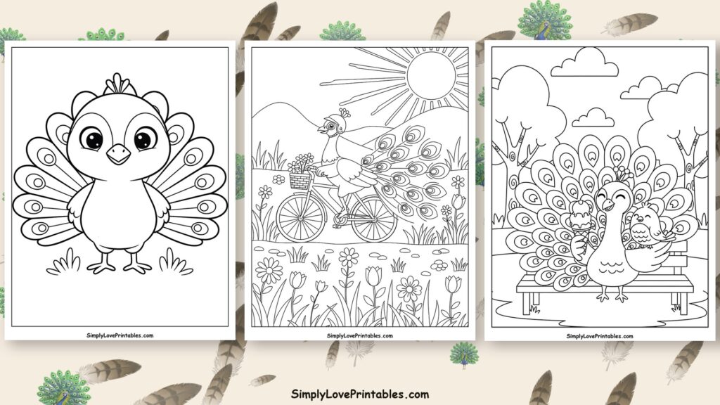 Peacock coloring pages featured image