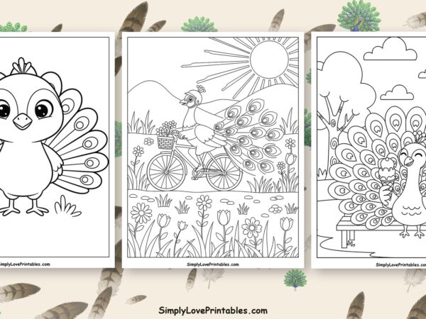 Peacock coloring pages featured image