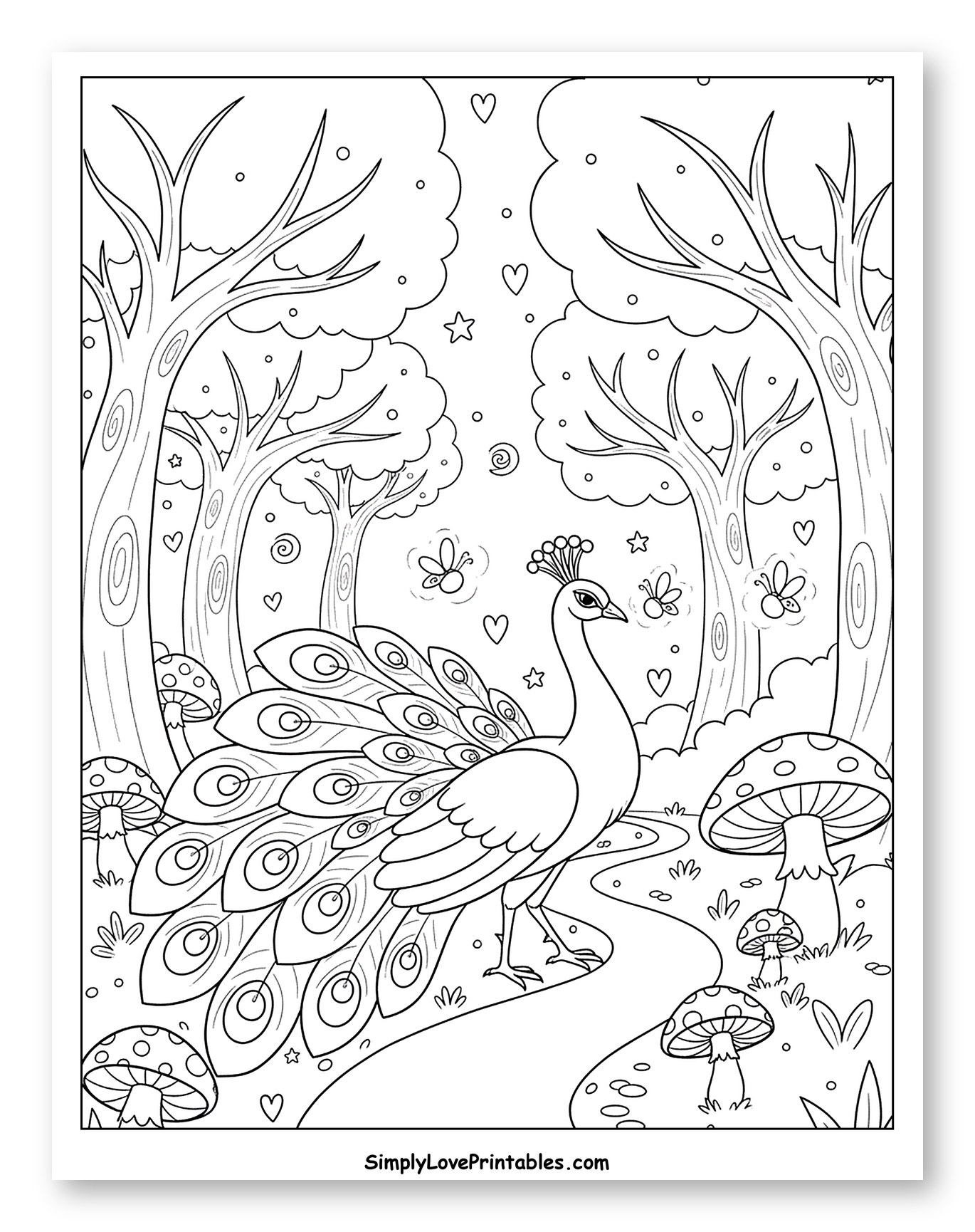 Peacock Strolling Through an Enchanted Forest