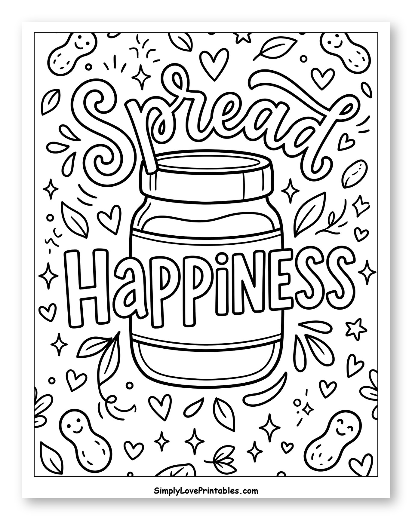 Peanut Butter Jar Spreading Happiness to Color for Adults