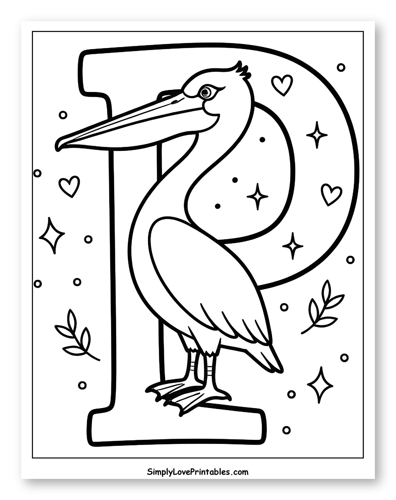 Pelican Standing on a Large Letter P