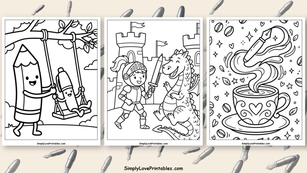 pen coloring pages featured image