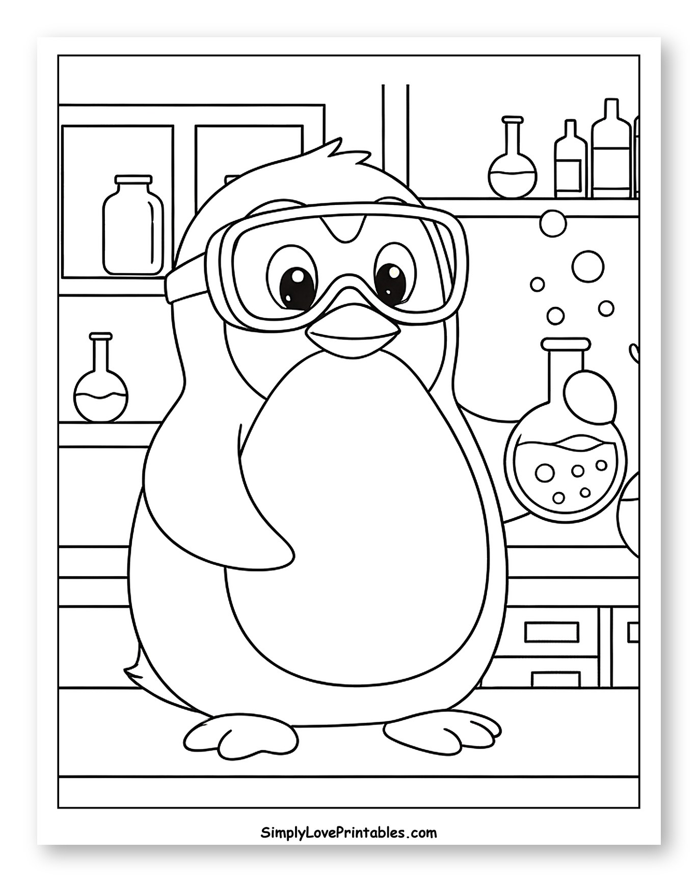 Penguin Experimenting in a Science Lab