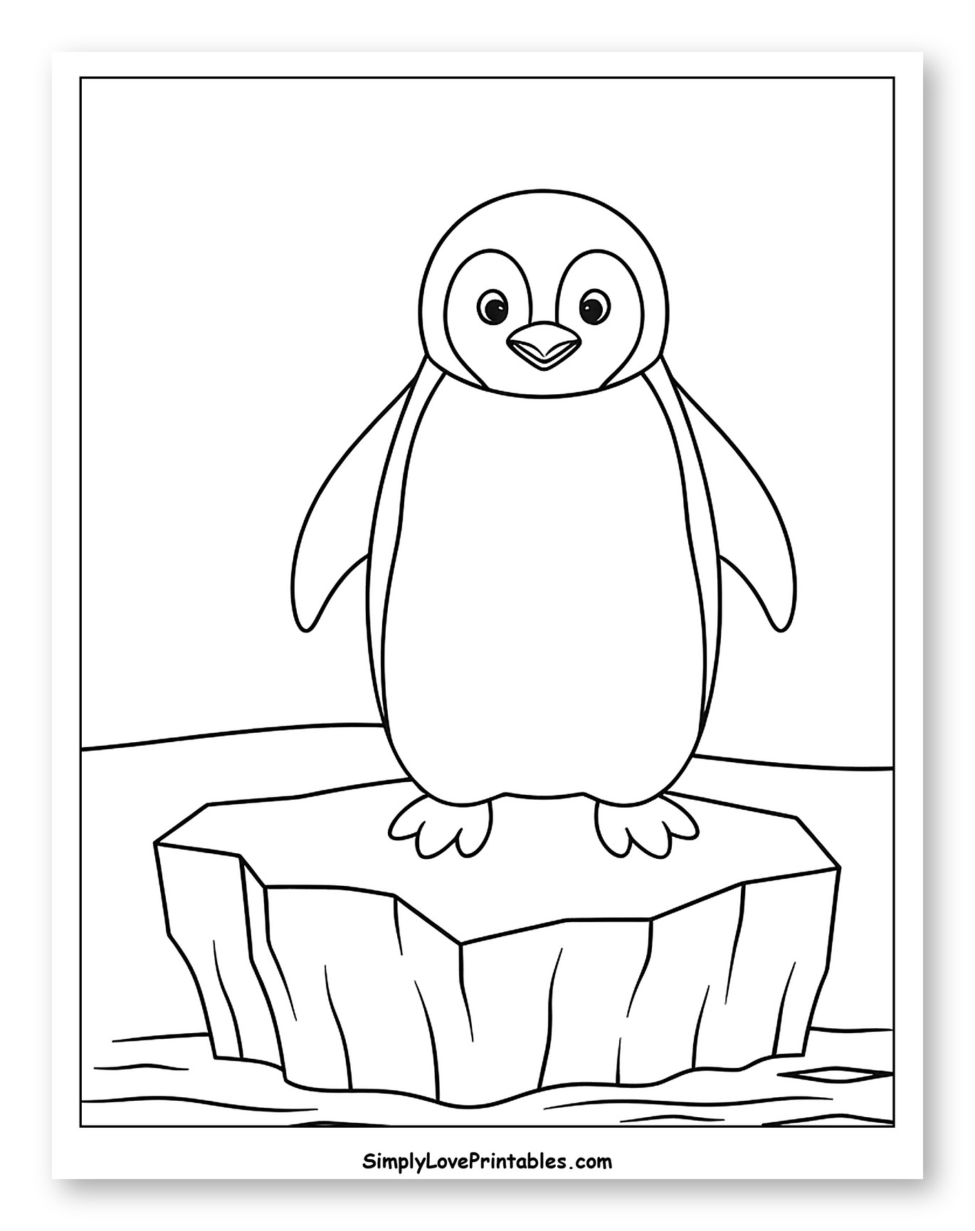 Penguin Standing on an Iceberg Coloring Sheet for Toddlers