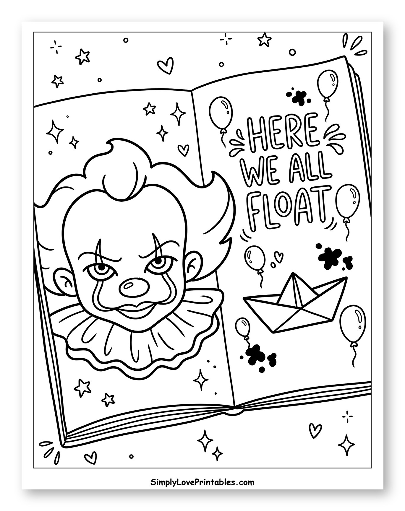 Pennywise Clown with Balloons and Paper Boat
