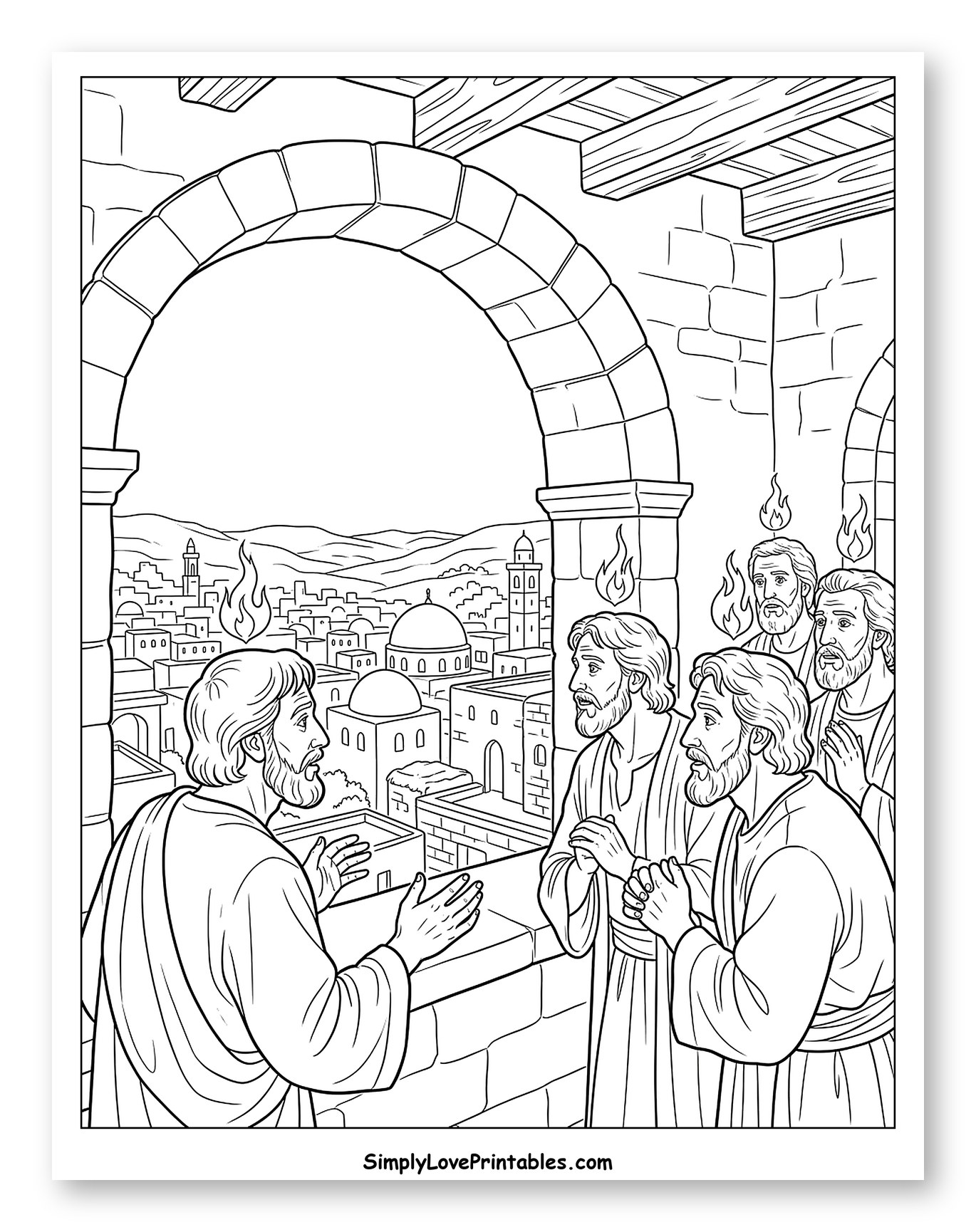 Pentecost: Disciples Receive Holy Spirit Coloring Sheet