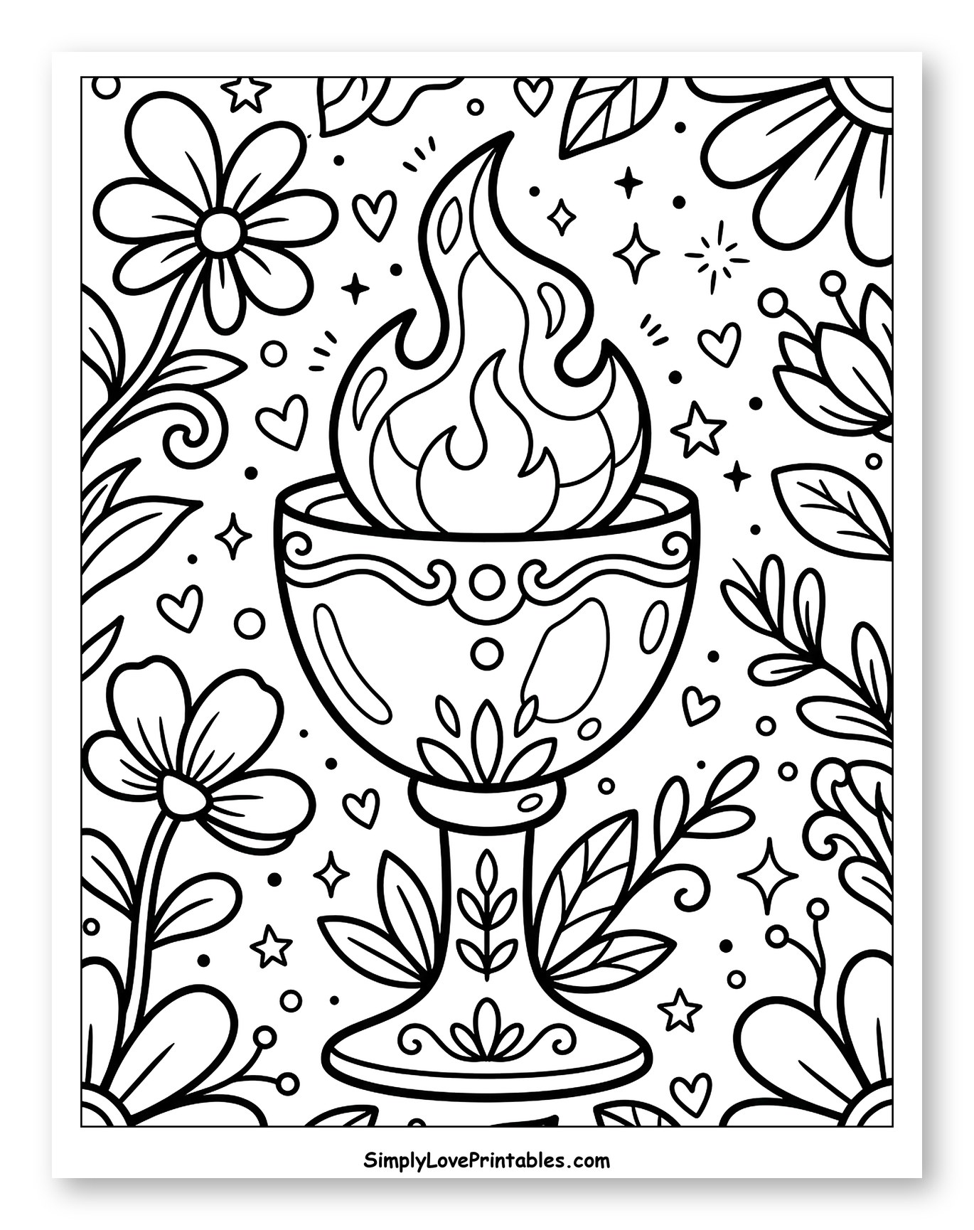 Pentecost Flaming Chalice with Floral Accents