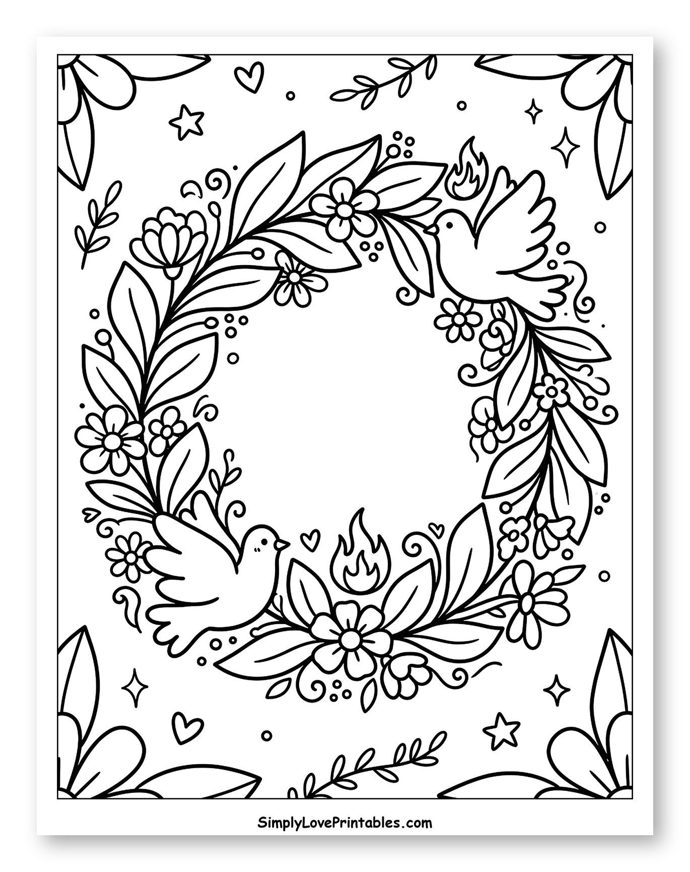 Pentecost Wreath with Doves and Holy Spirit Flames