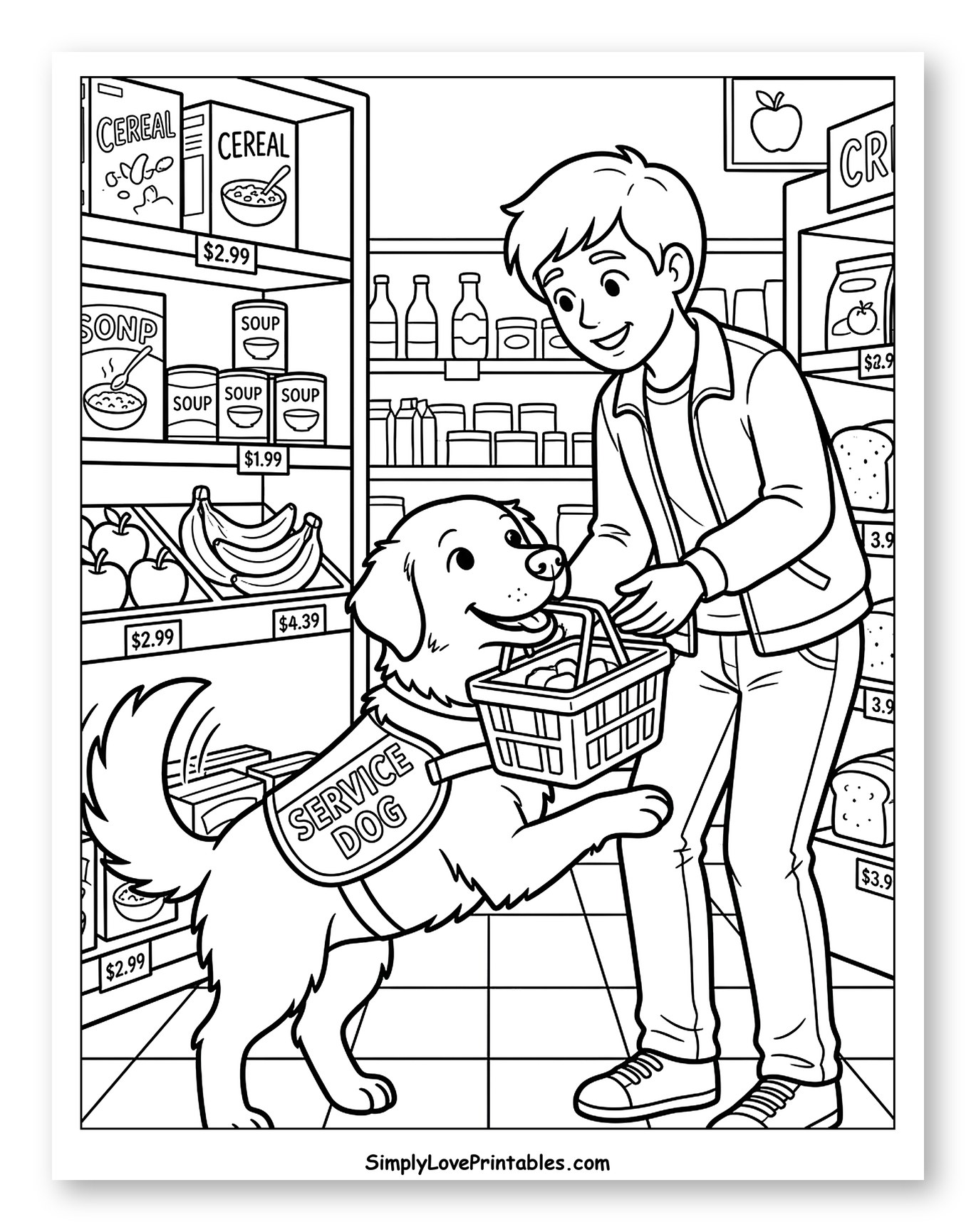 Person and Service Dog Grocery Shopping