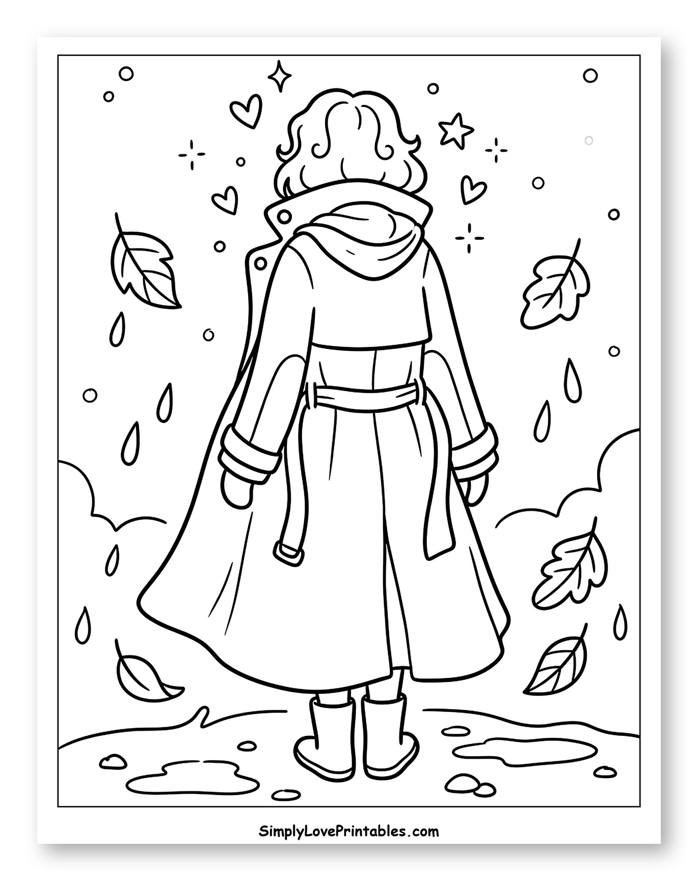 Person in a Coat on a Rainy Autumn Day