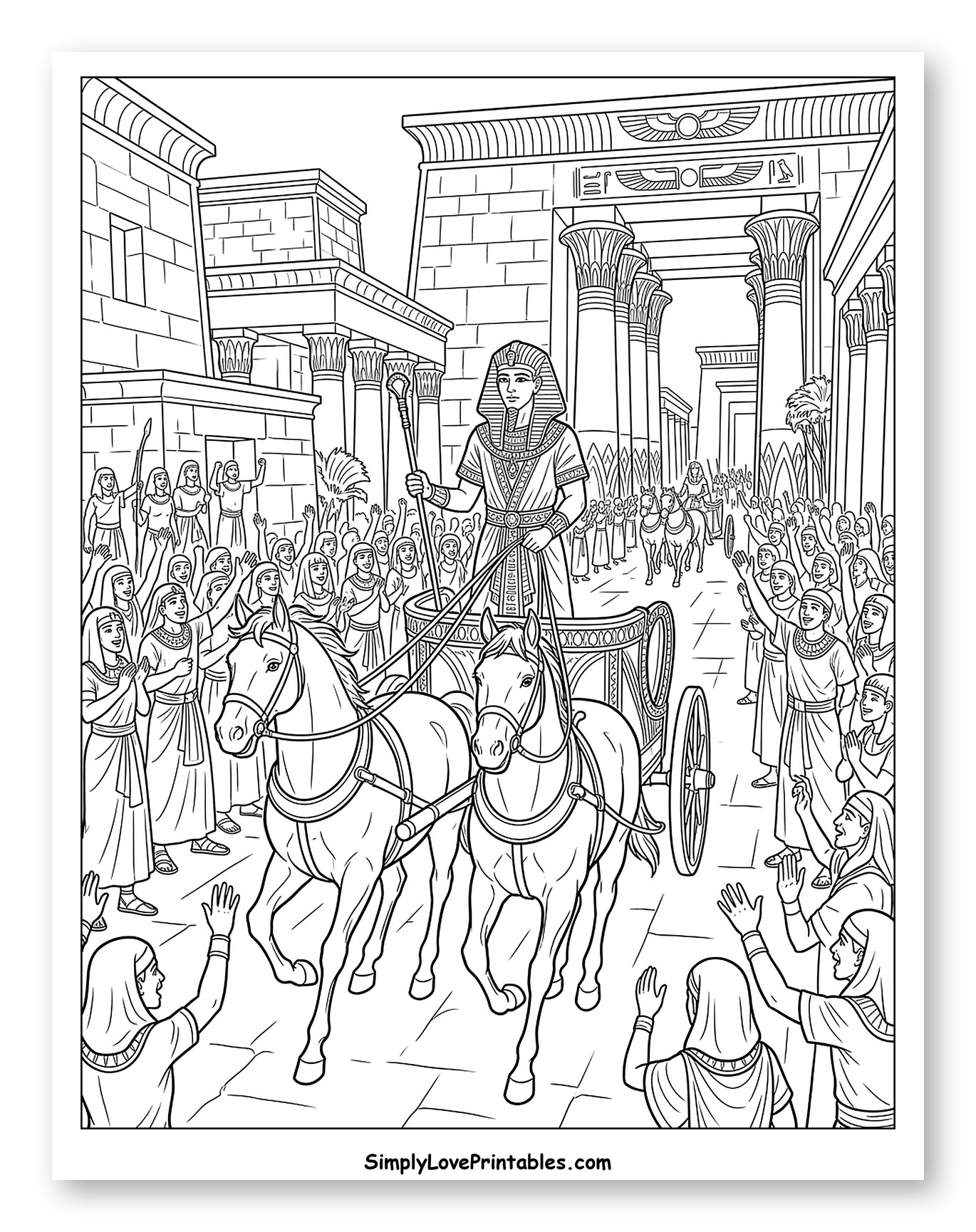 Pharaoh's Chariot Procession with Cheering Crowd