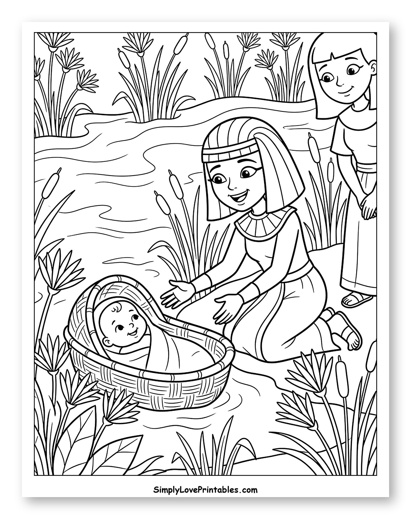 Pharaoh's Daughter Finds Baby Moses Coloring Page for Kids