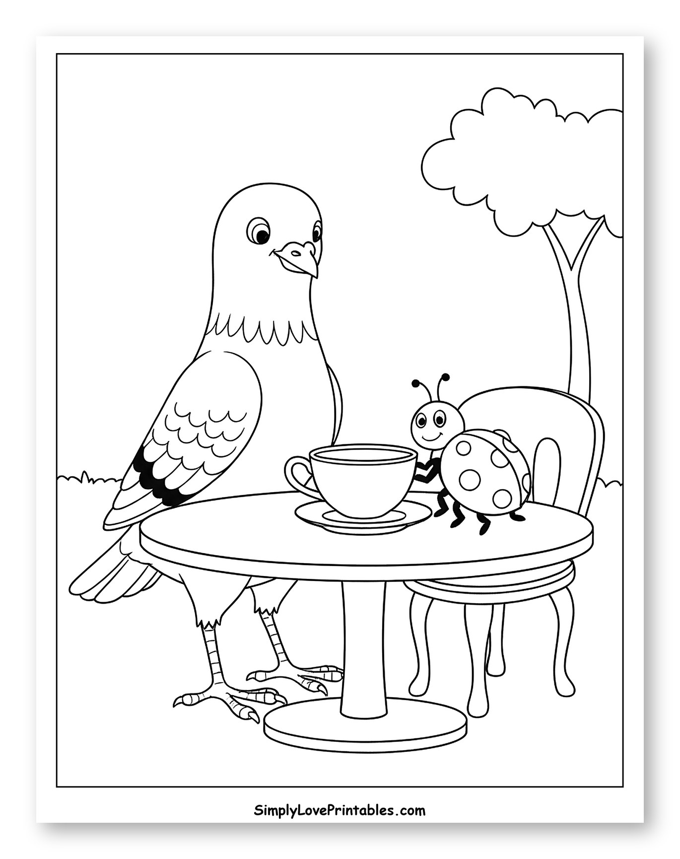 Pigeon, Ladybug, and Ant Tea Party