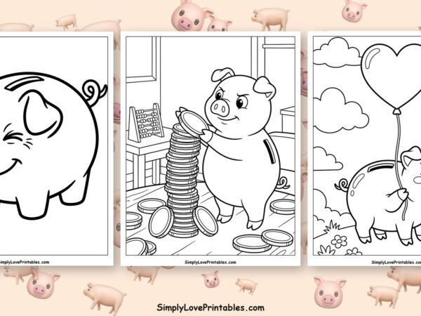 Piggy bank coloring pages featured image