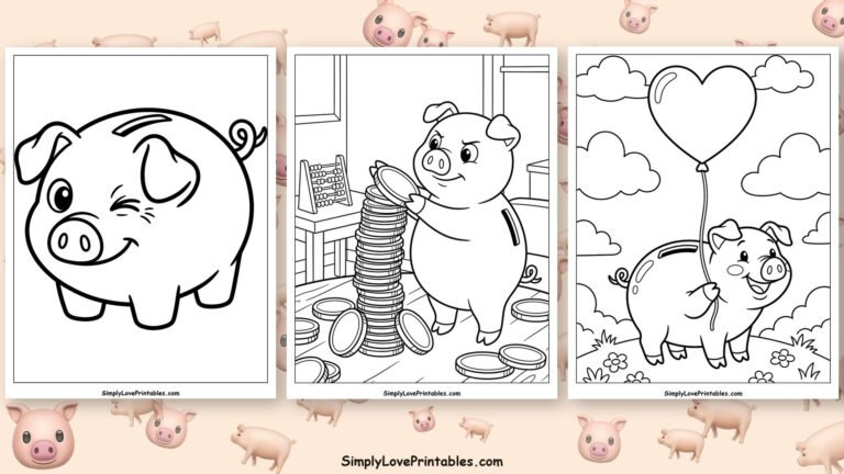 Piggy bank coloring pages featured image