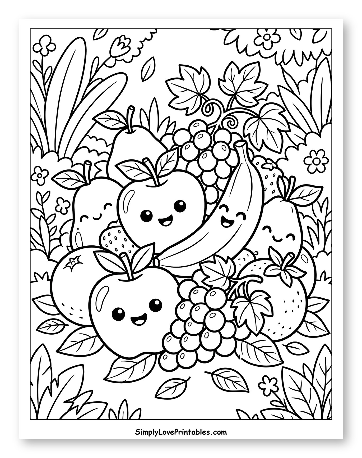 Pile of Colorful Cartoon Fruits