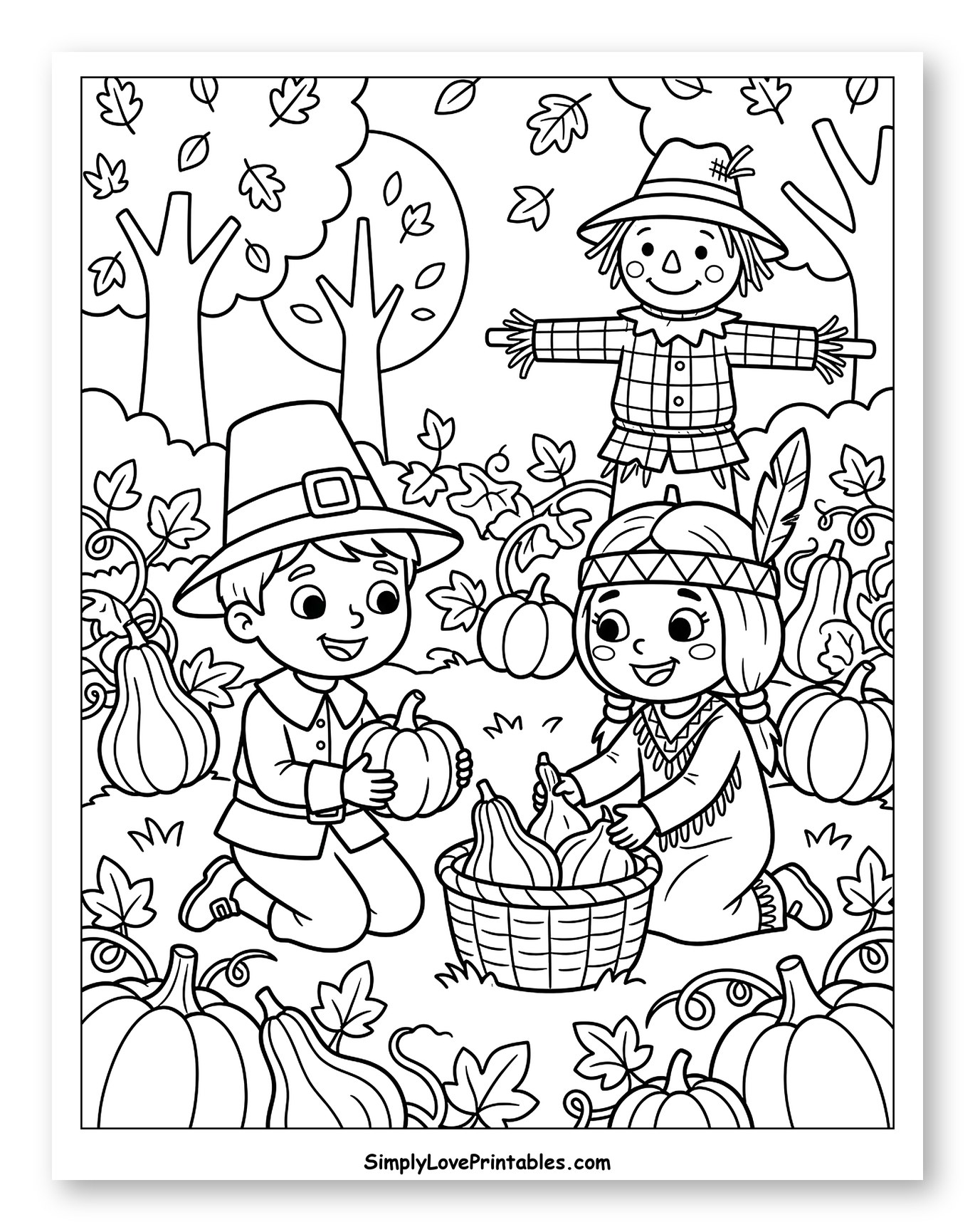 Pilgrim and Native American Children's Harvest