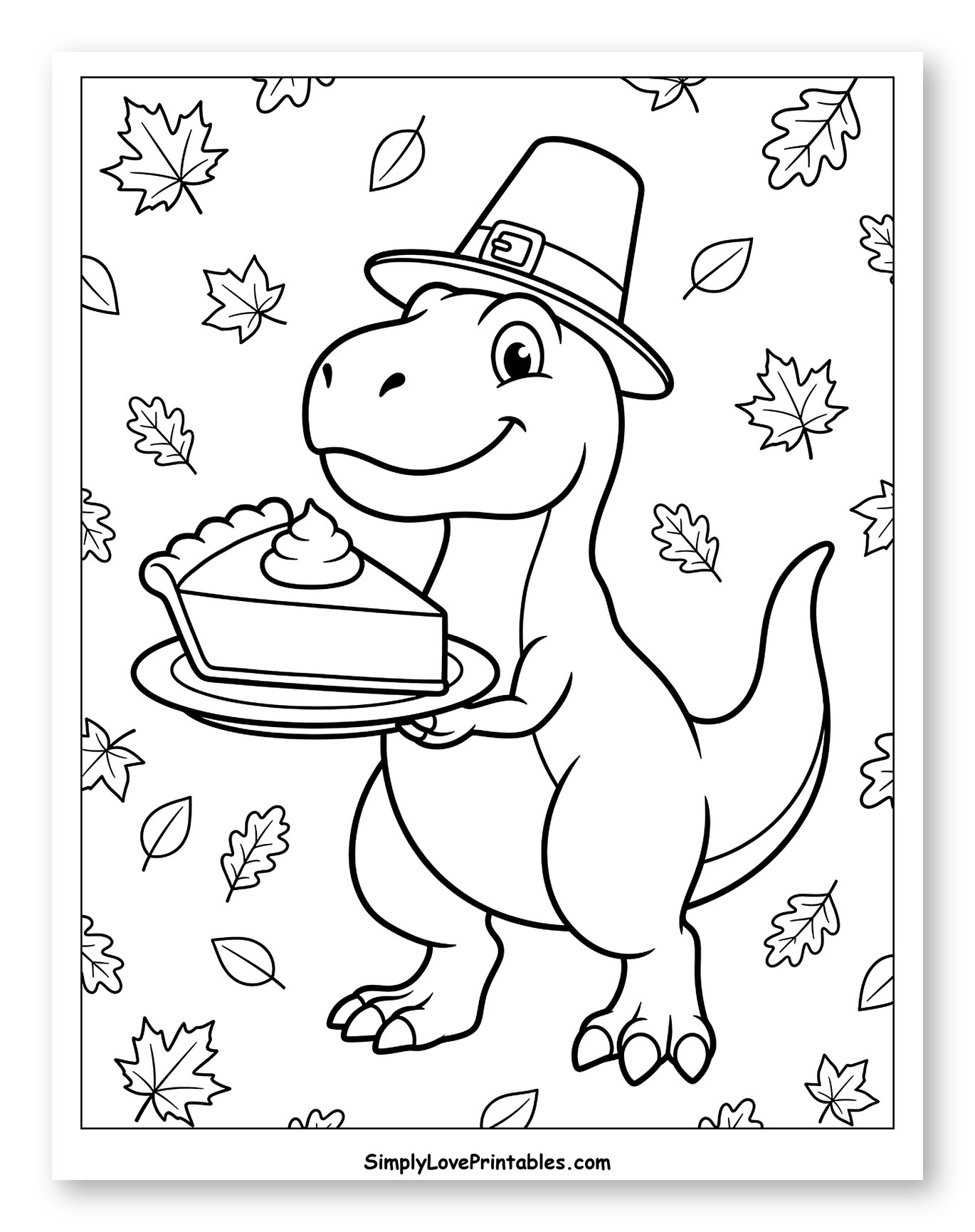 Pilgrim Dinosaur Carrying a Slice of Pie