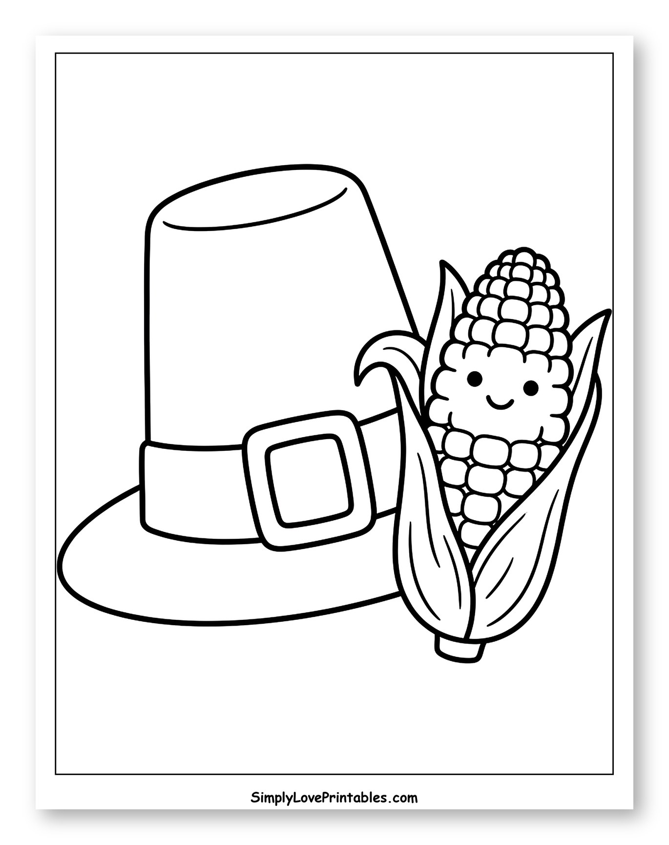Pilgrim Hat and Smiling Ear of Corn