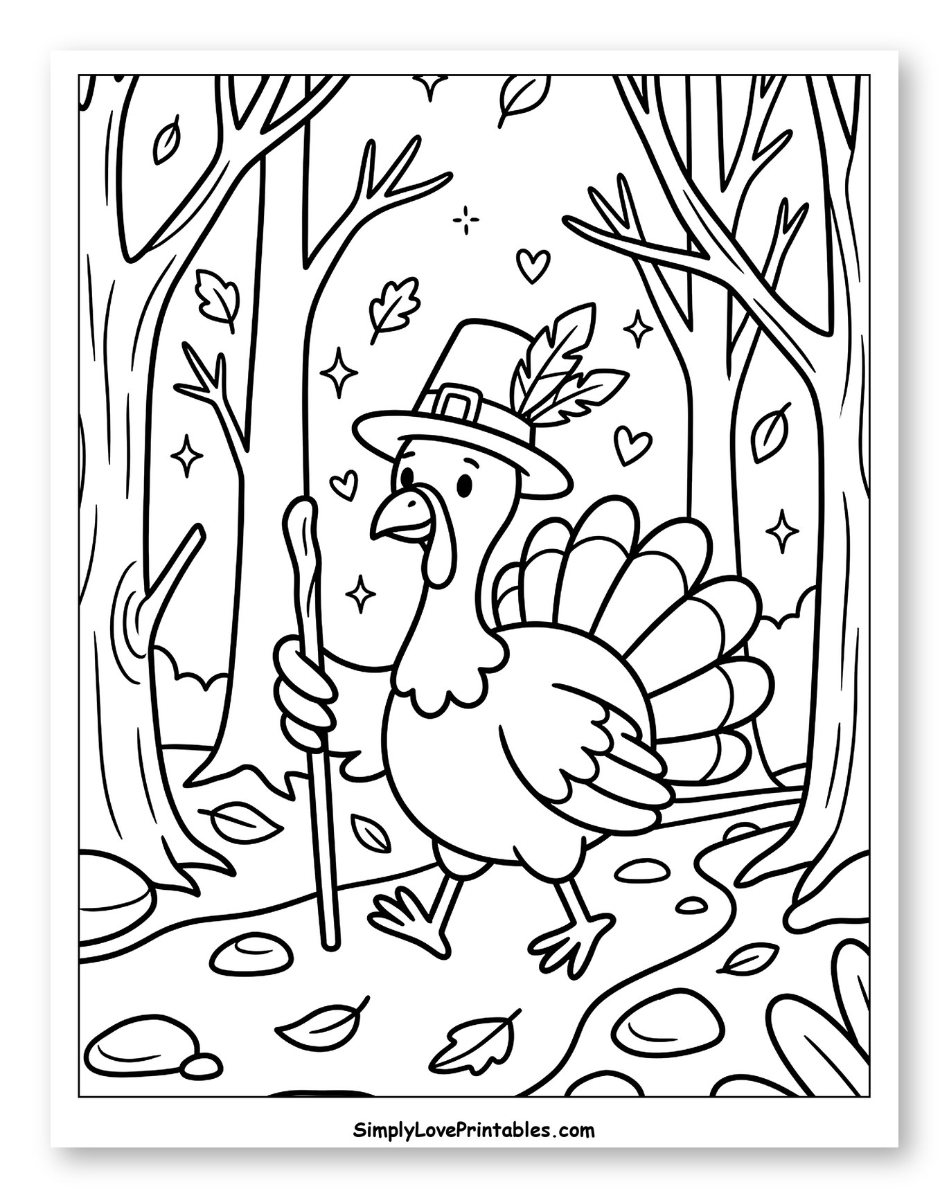 Pilgrim Turkey Walking in Autumn Forest