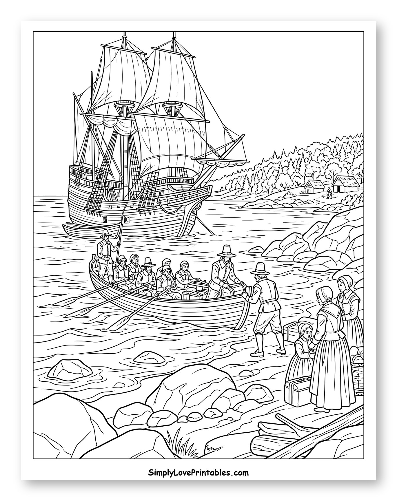Pilgrims Arriving at the New World Shore