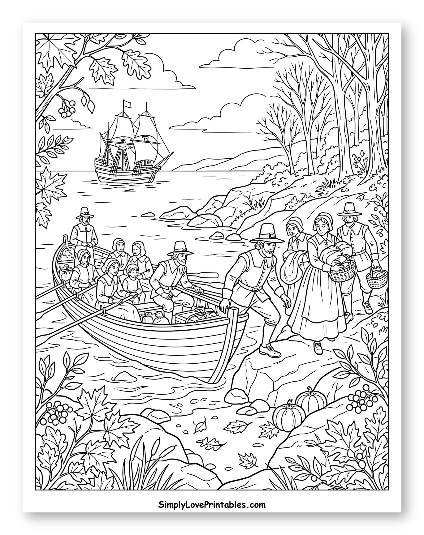 Pilgrims Arriving on Autumn Shore