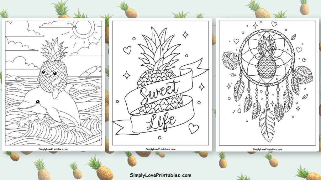 Pineapple coloring pages featured image