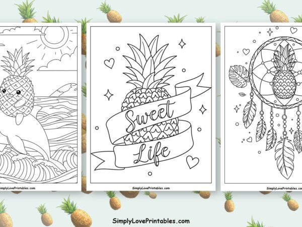 Pineapple coloring pages featured image
