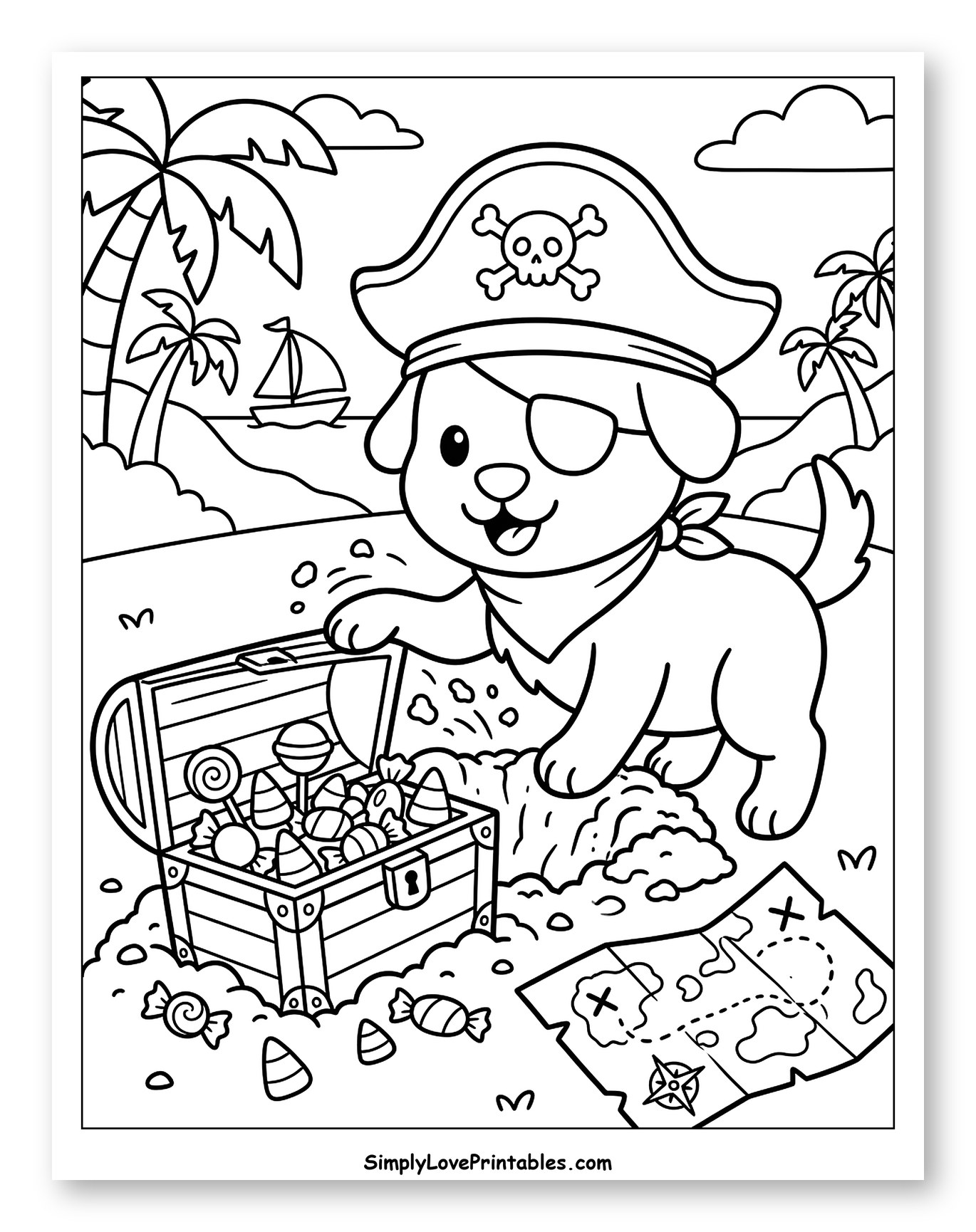 Pirate Dog Digging Up Candy Treasure