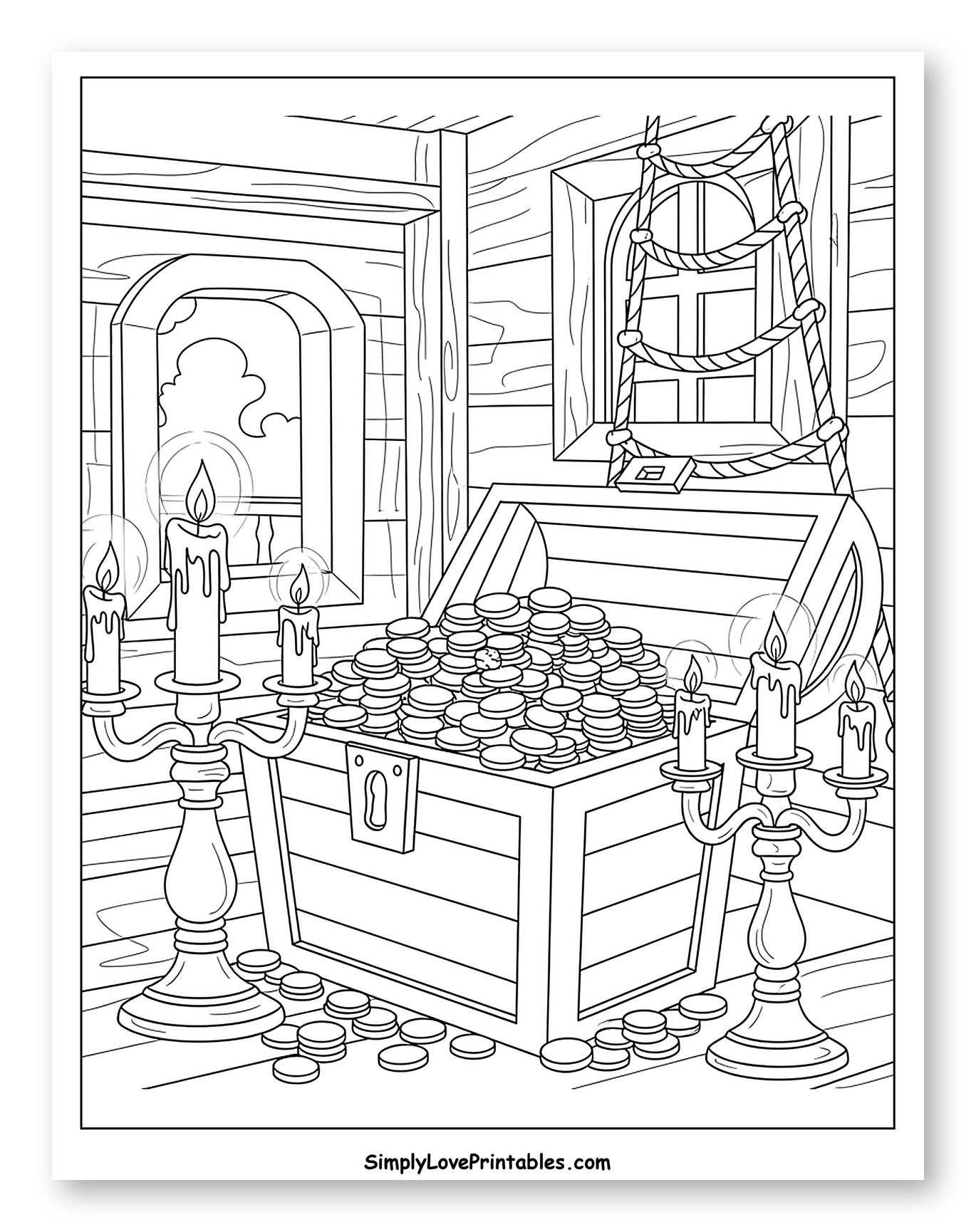 Pirate Treasure Chest and Candelabras with Candles