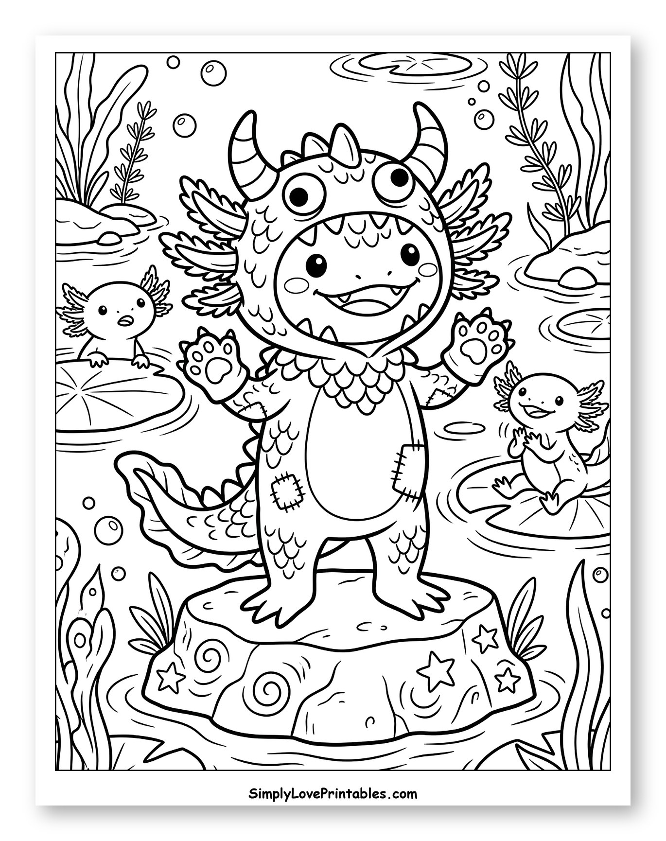 Playful Axolotl Dragon and Friends