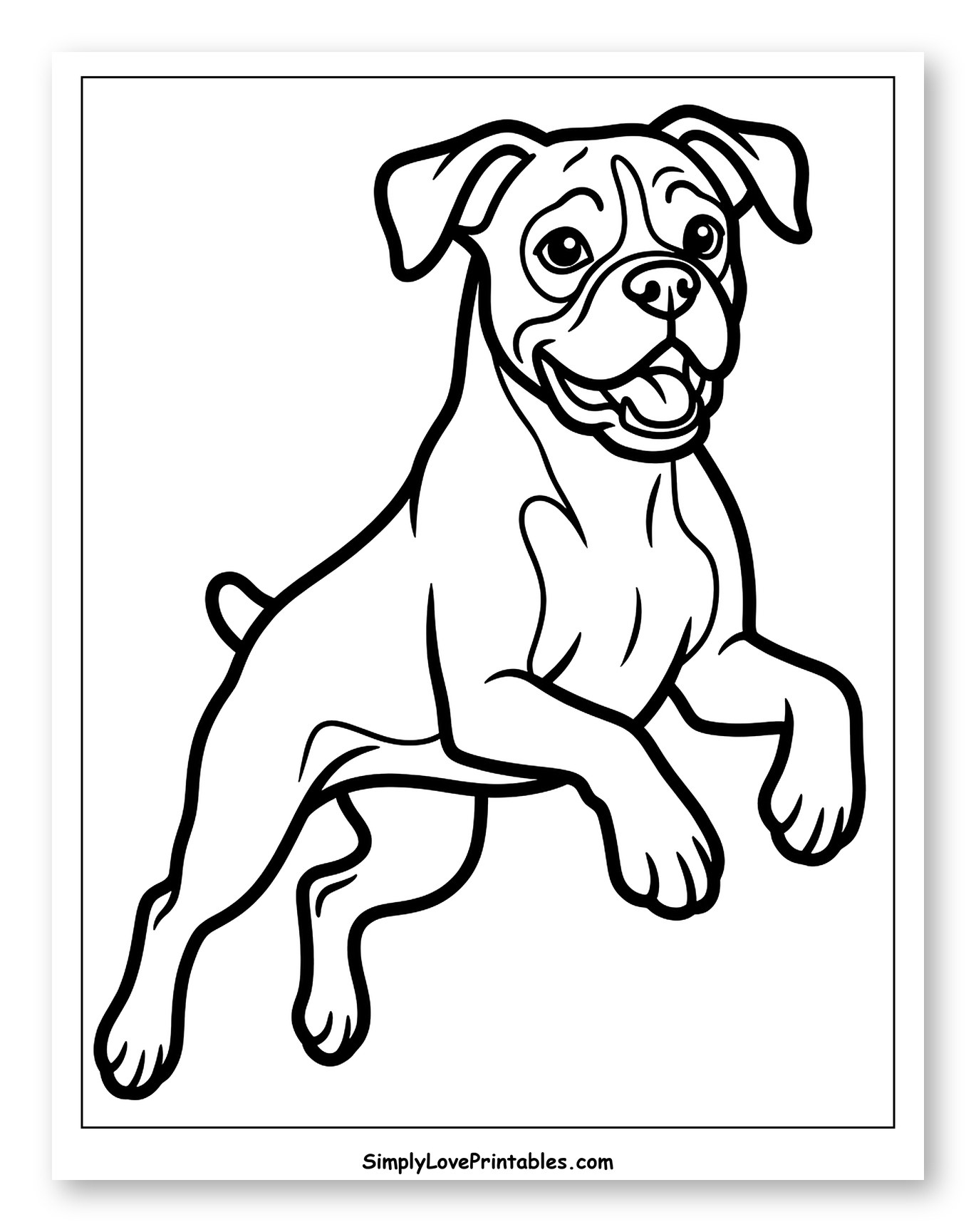 Playful Boxer Dog Leaping to Color for Toddlers
