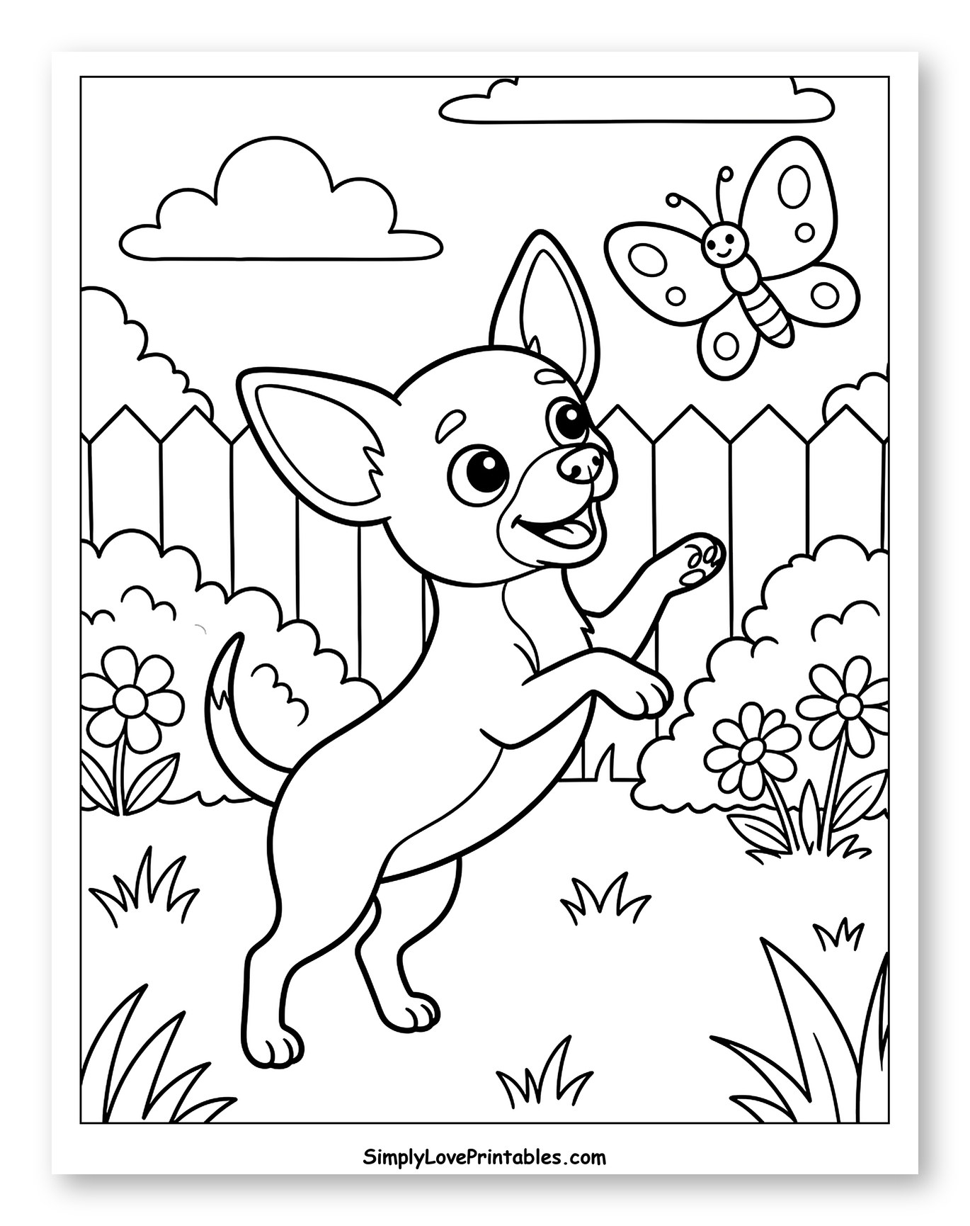 Playful Chihuahua Chasing a Butterfly in Garden